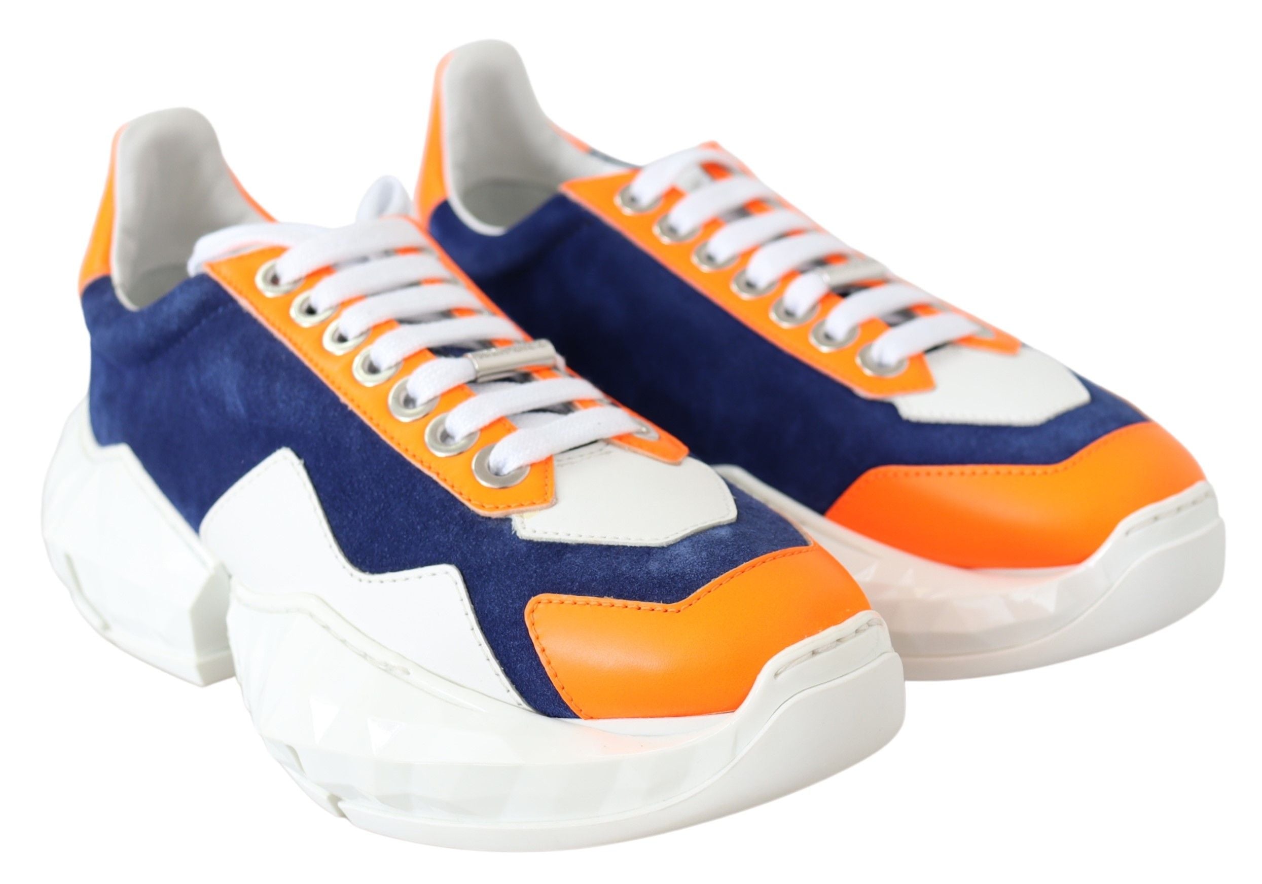 Jimmy Choo Diamond Blue Orange Leather Women's Sneaker