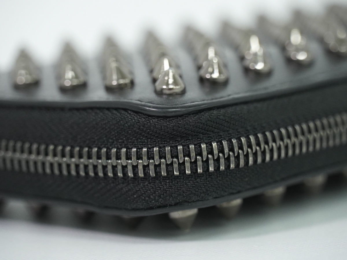 Christian Louboutin Panettone Spiked Leather Black Leather Wallets Accessory (Pre-Owned)