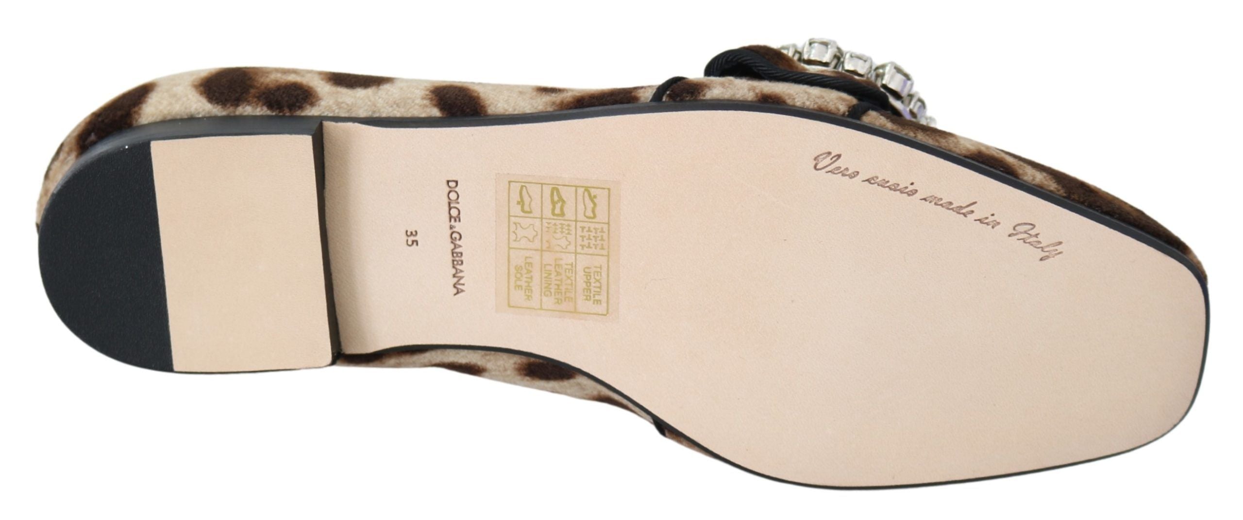 Dolce & Gabbana Brown Leopard Print Crystals Loafers Flats Women's Shoes