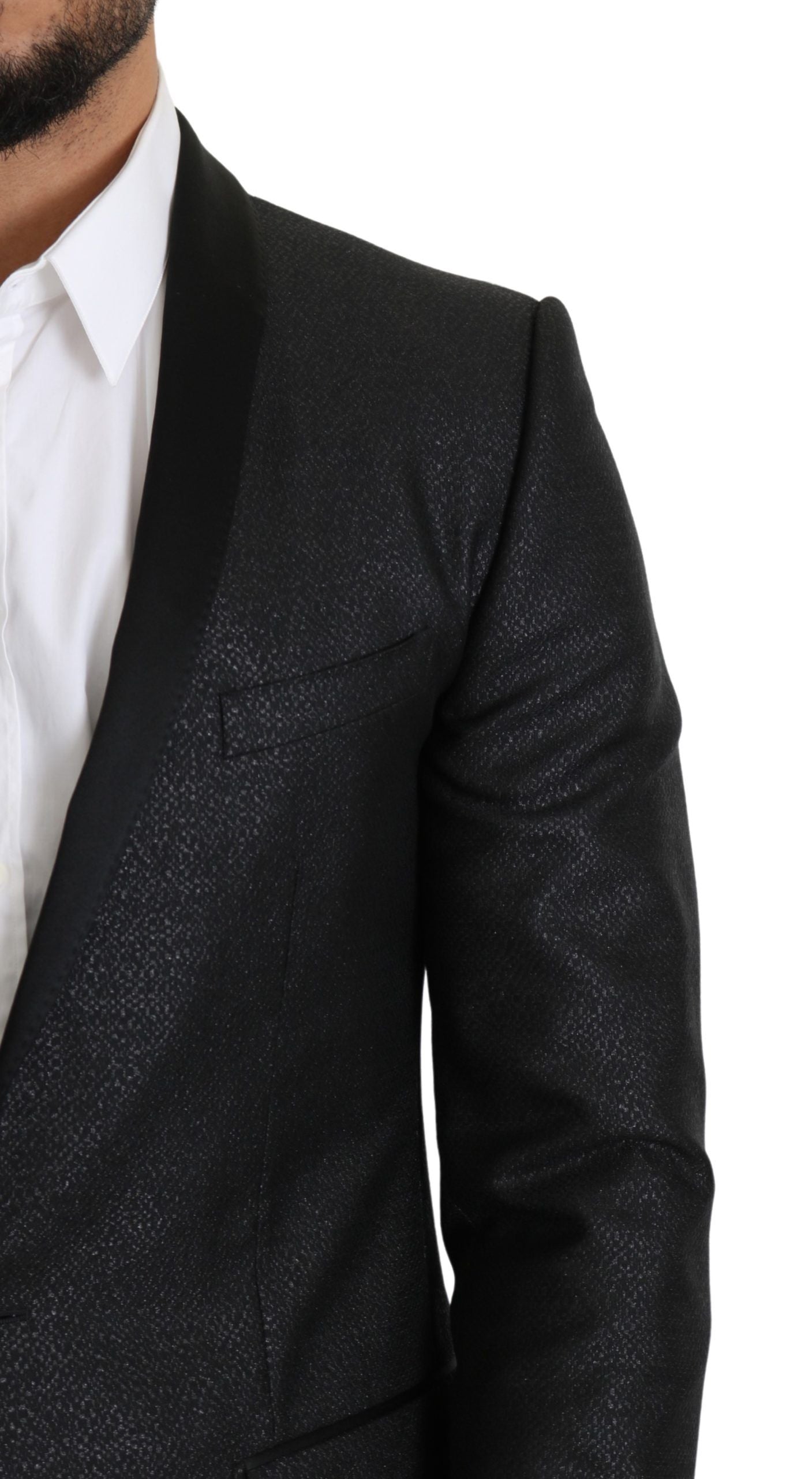 Dolce & Gabbana Elegant Black Jacquard Slim Fit Men's Blazer