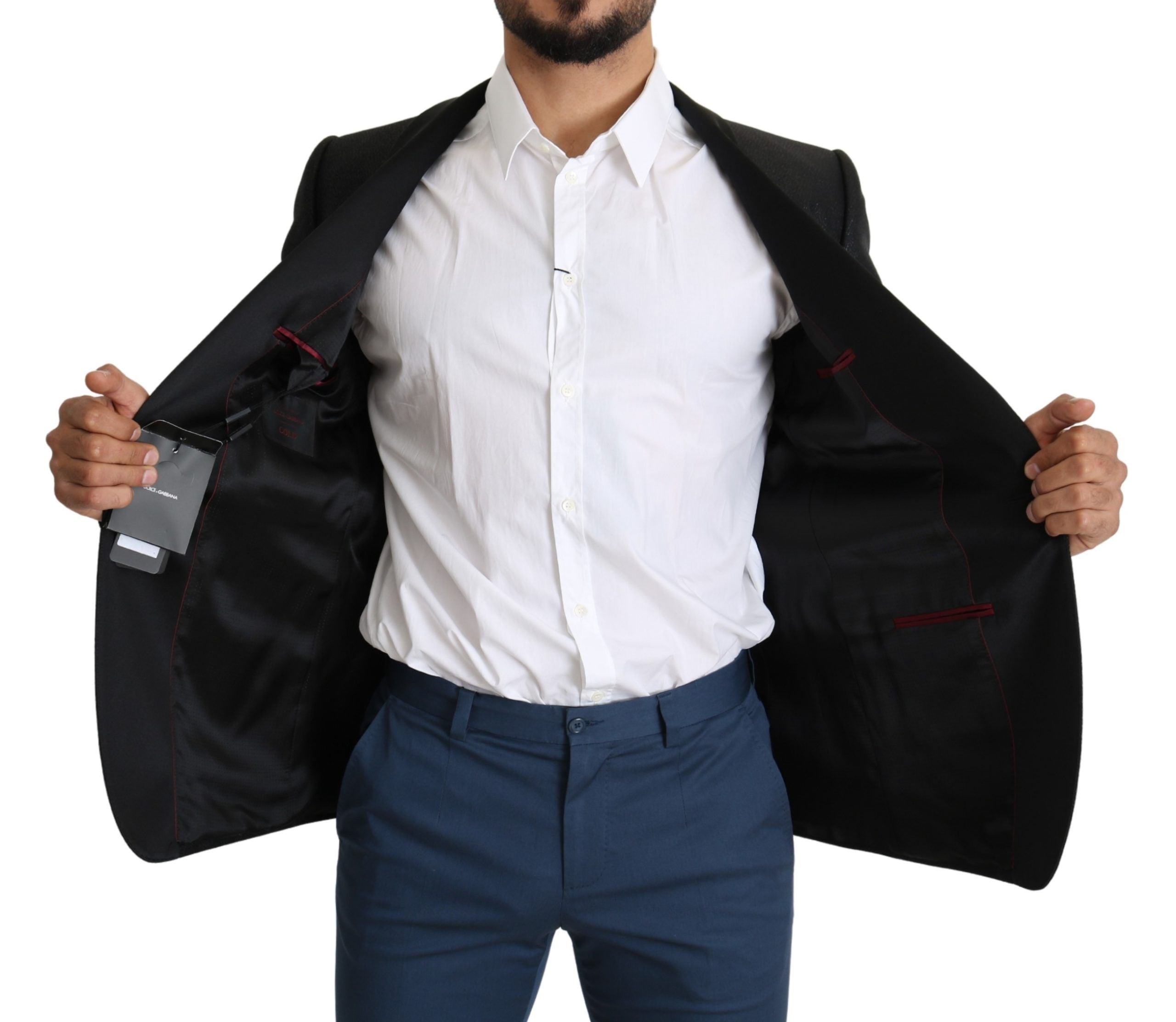 Dolce & Gabbana Elegant Black Jacquard Slim Fit Men's Blazer