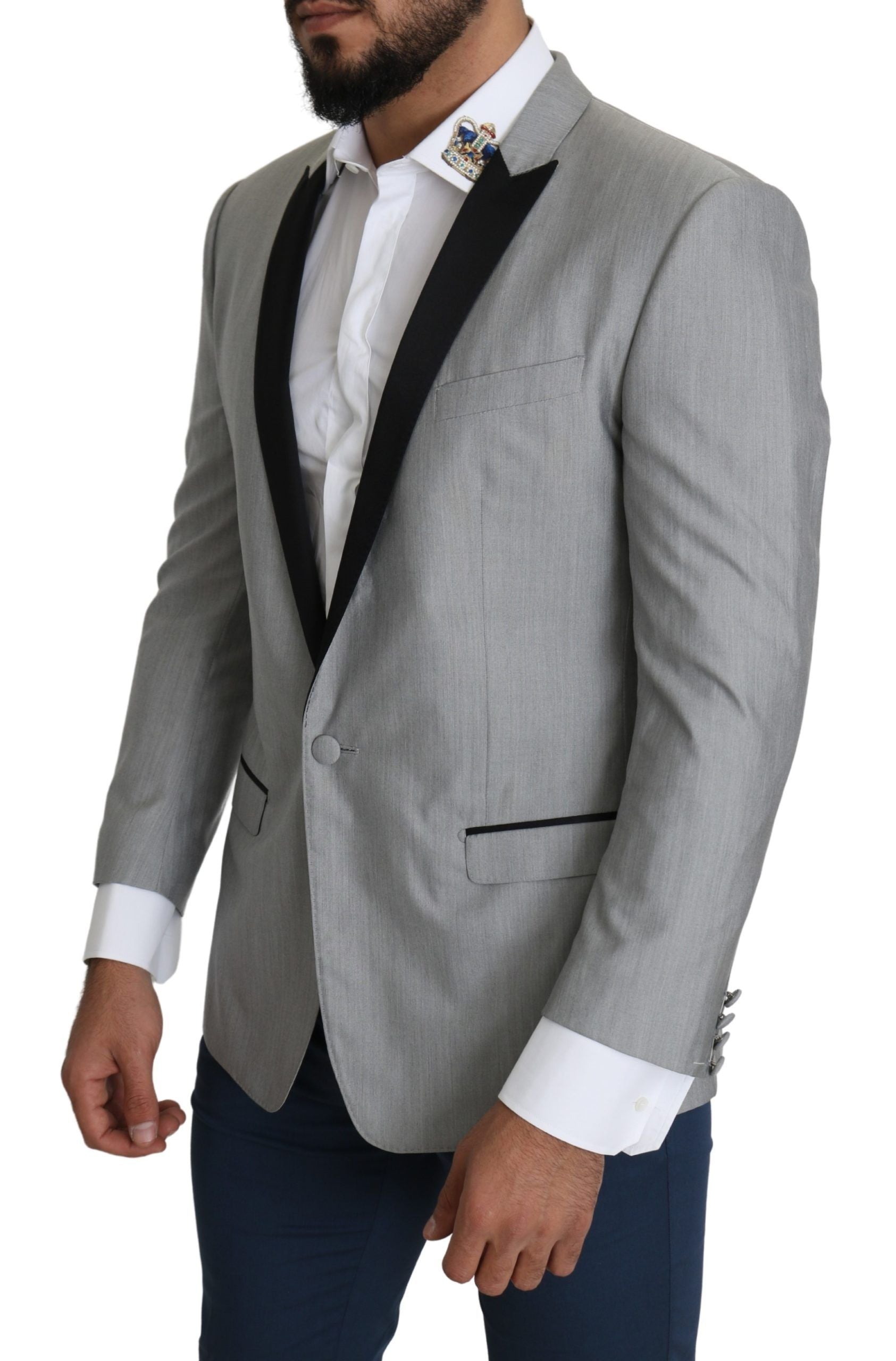 Dolce & Gabbana Elegant Silk Blend Light Gray Men's Blazer