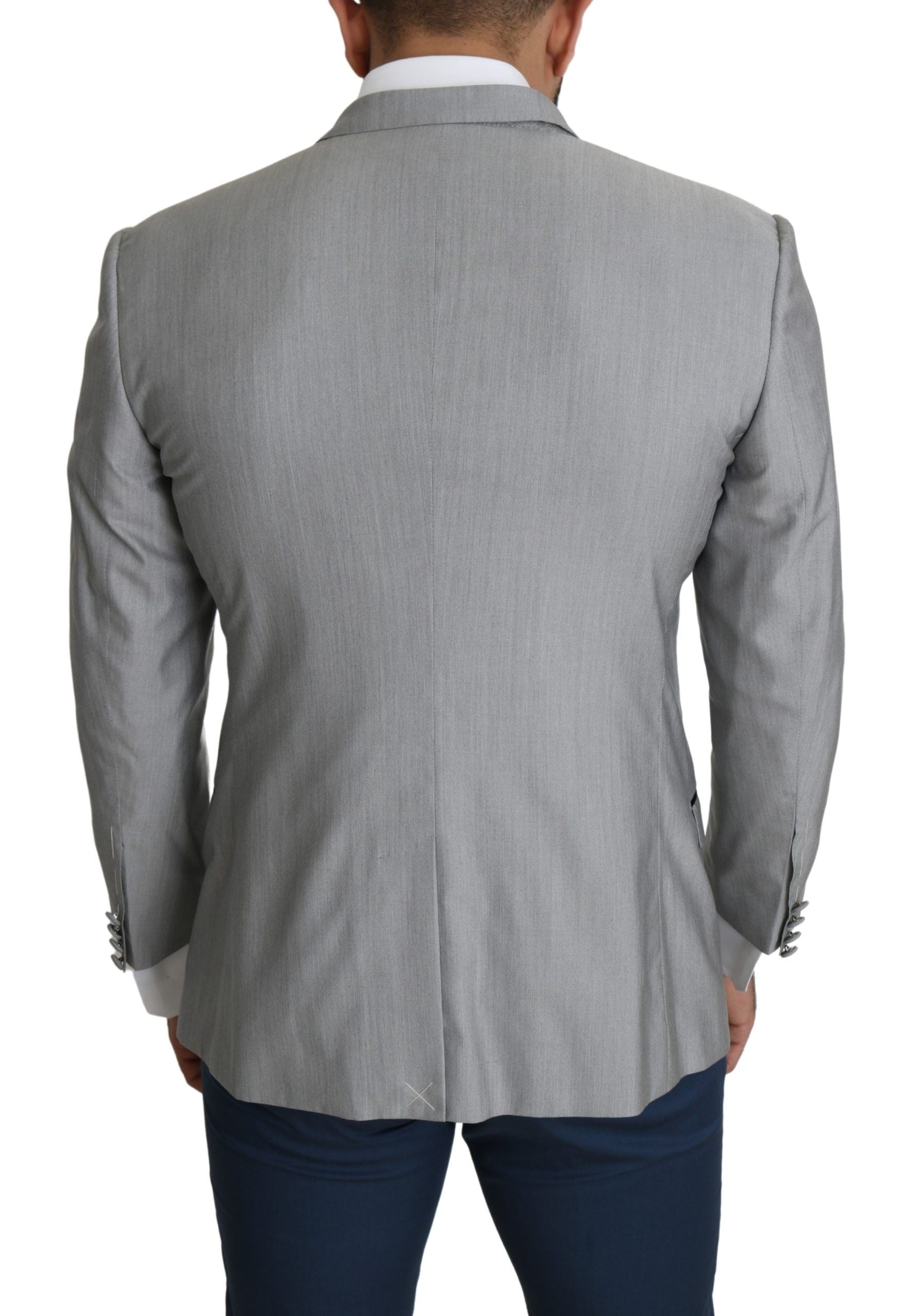 Dolce & Gabbana Elegant Silk Blend Light Gray Men's Blazer