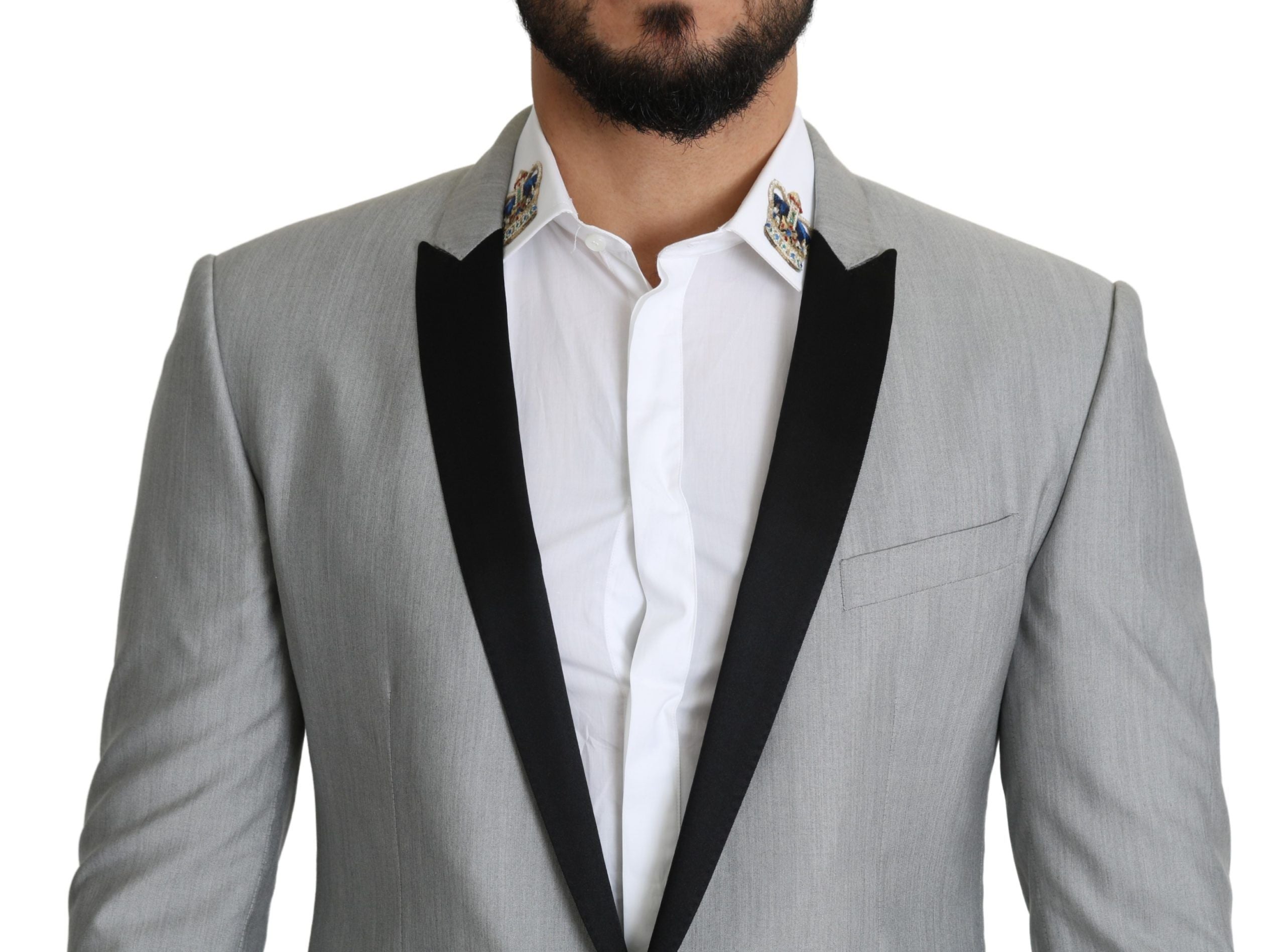 Dolce & Gabbana Elegant Silk Blend Light Gray Men's Blazer
