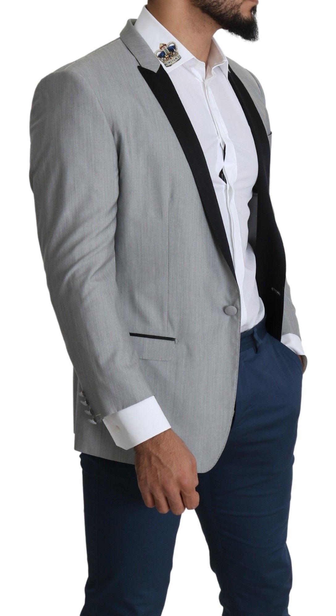 Dolce & Gabbana Elegant Silk Blend Light Gray Men's Blazer