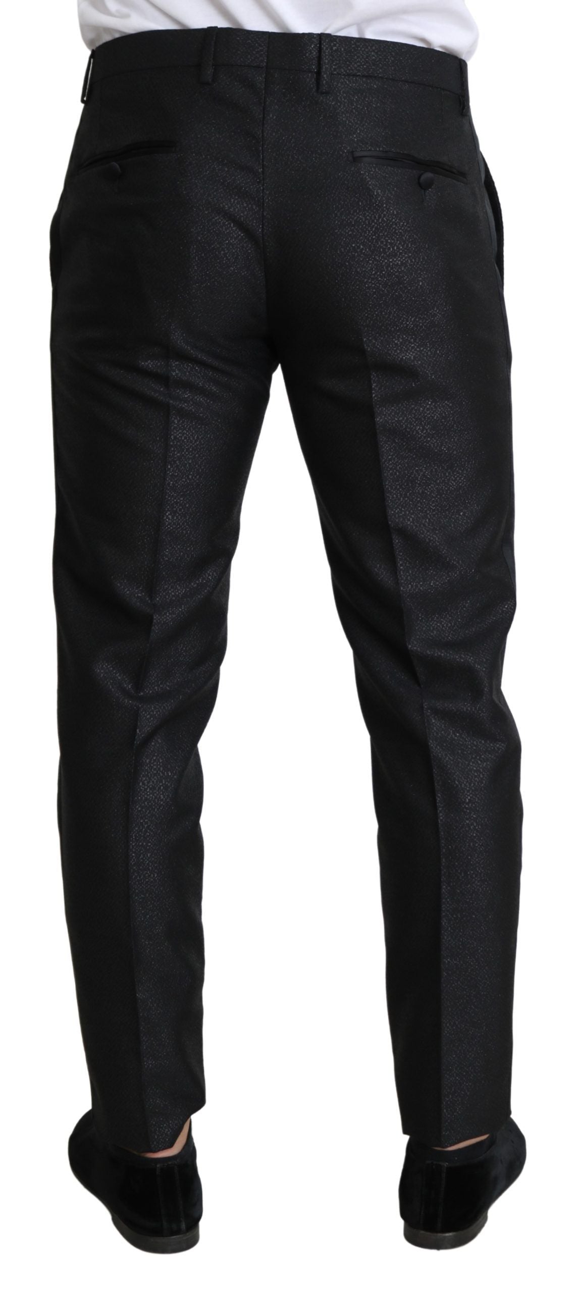 Dolce & Gabbana Elegant Metallic Black Dress Men's Pants