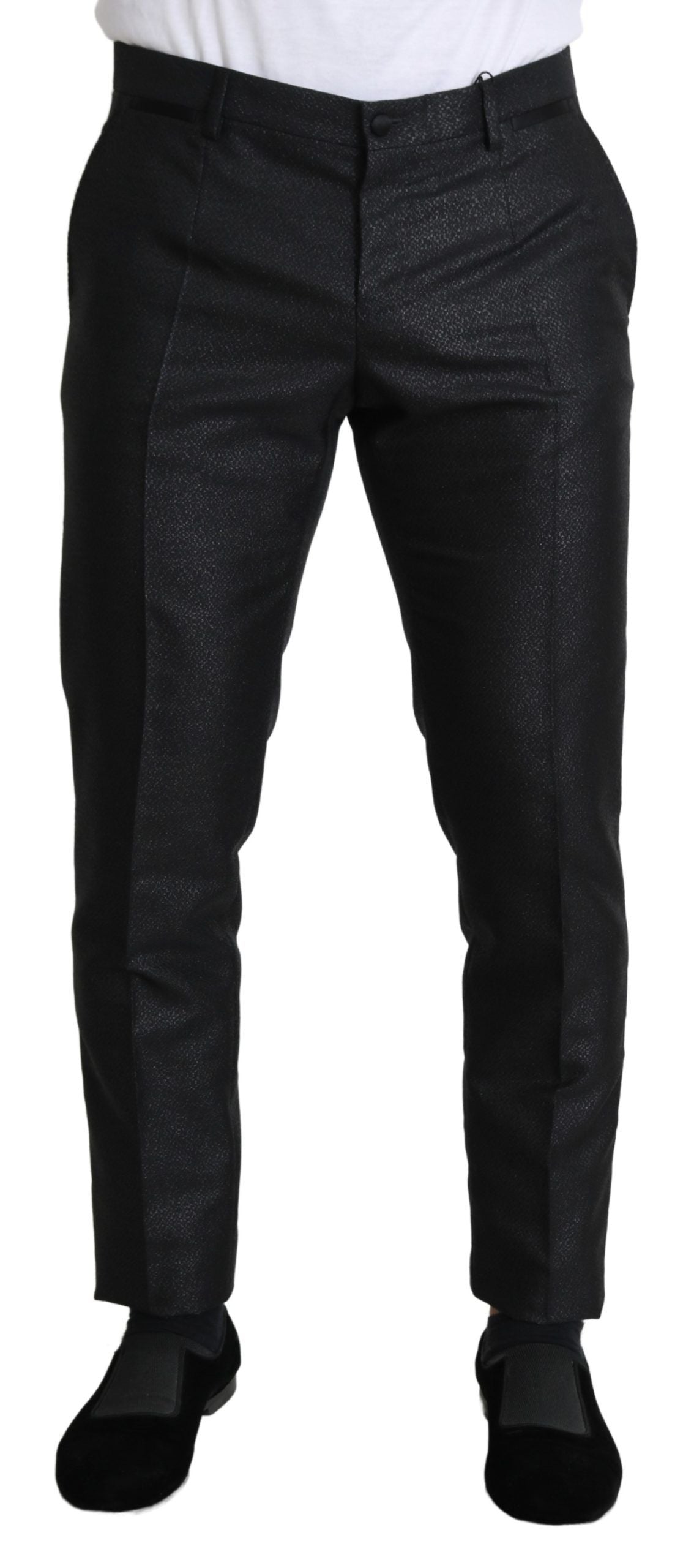 Dolce & Gabbana Elegant Metallic Black Dress Men's Pants