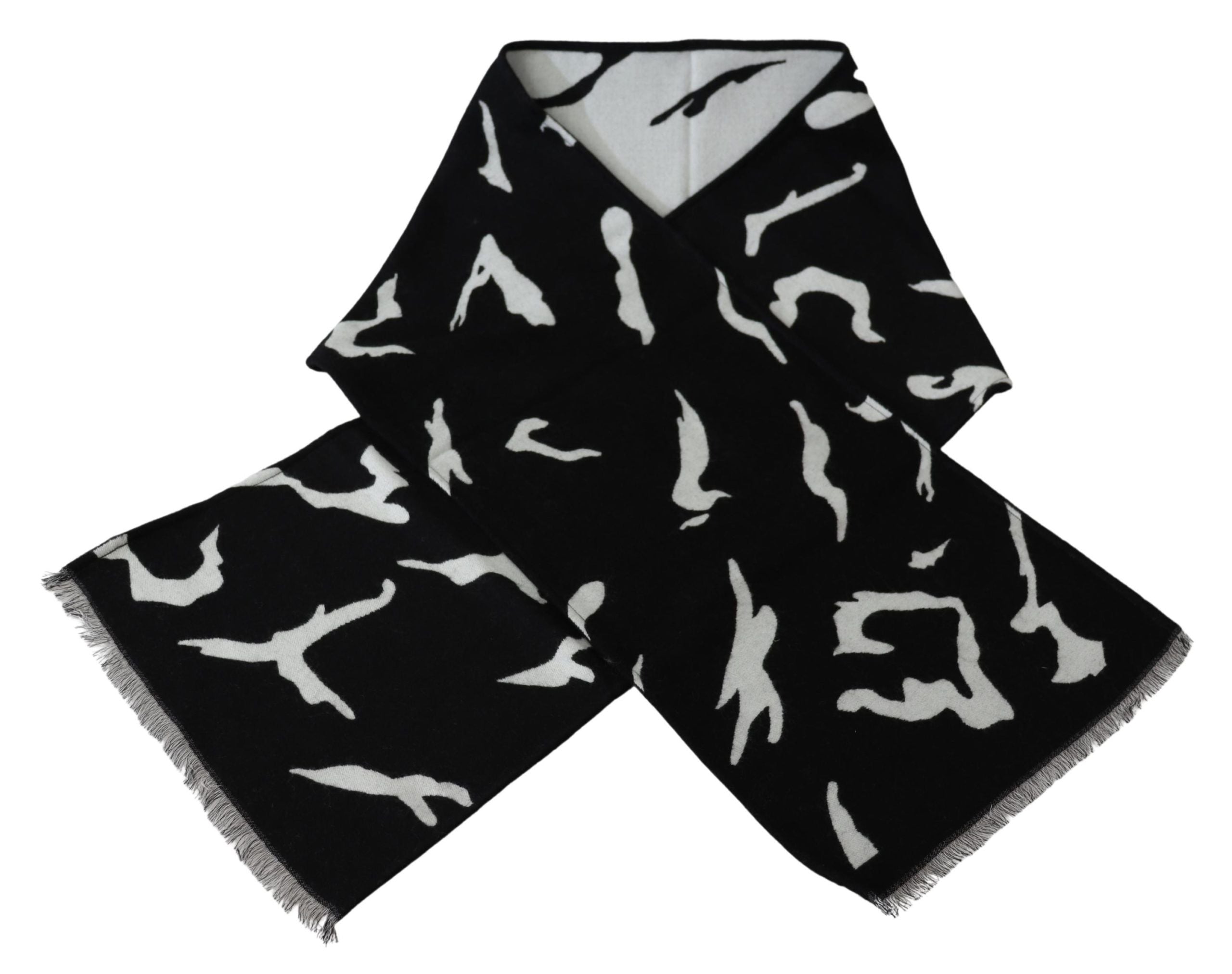 Givenchy Black White Wool Unisex Winter Warm Scarf Wrap Women's Shawl