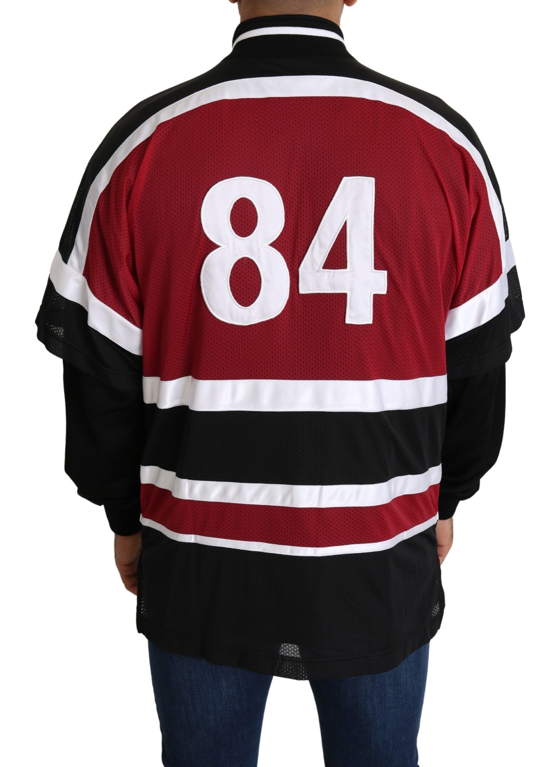 Dolce & Gabbana Red Black AMORE Sport Full Zipper Men's Sweater