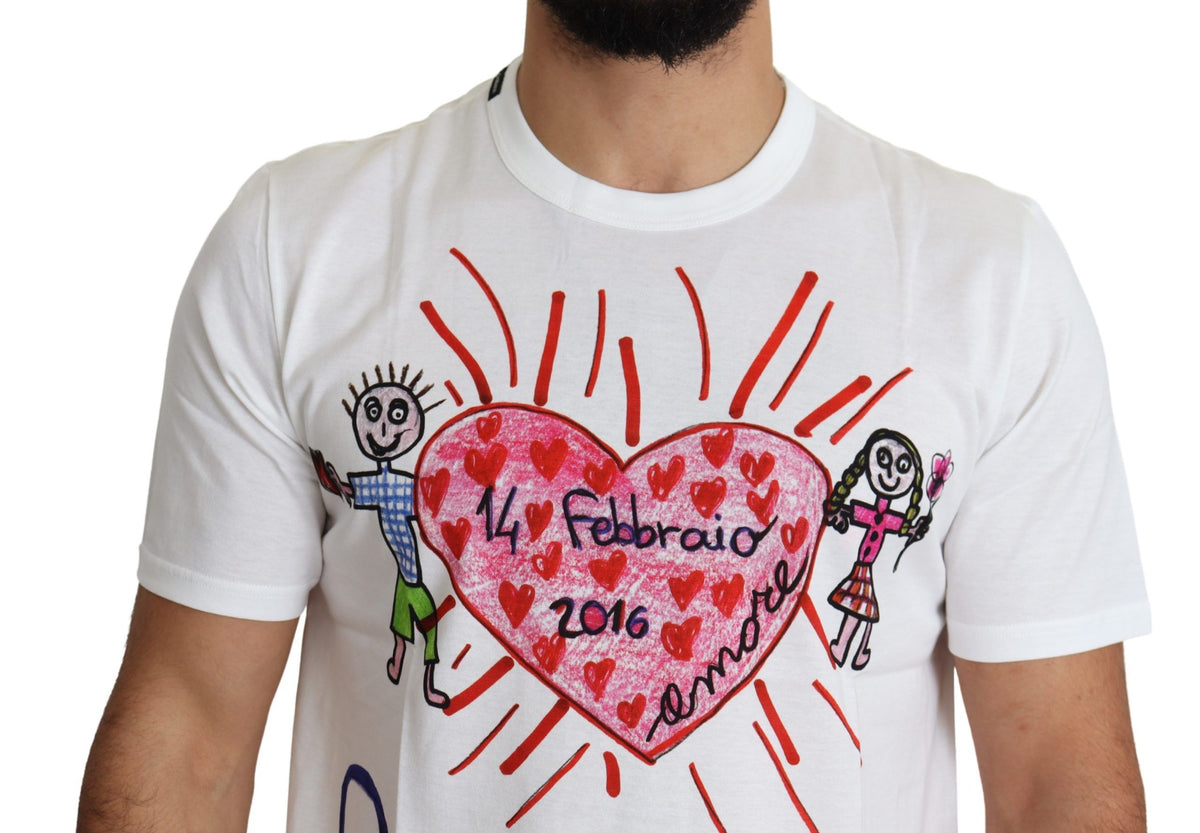 Dolce & Gabbana White Saint Valentine Hearts Print Men Men's T-shirt