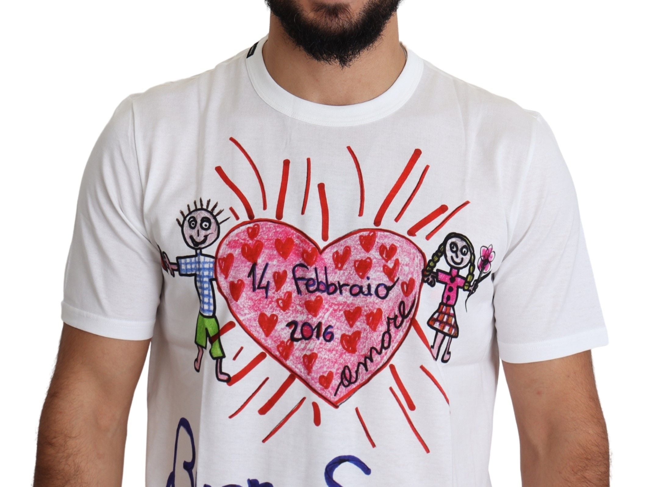 Dolce & Gabbana White Saint Valentine Hearts Print Men Men's T-shirt