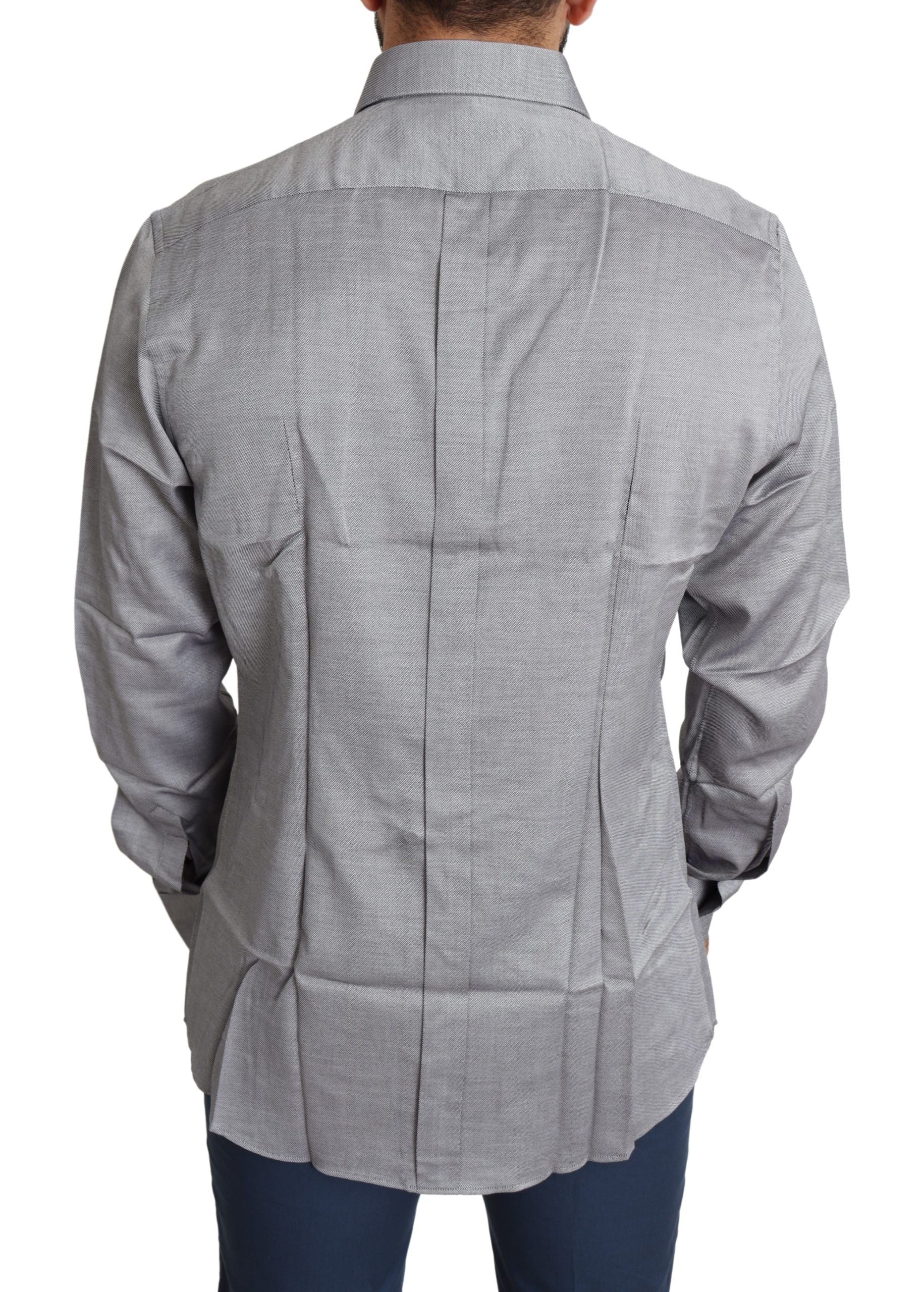 Dolce & Gabbana Gray Cotton Men Formal GOLD Dress Men's Shirt