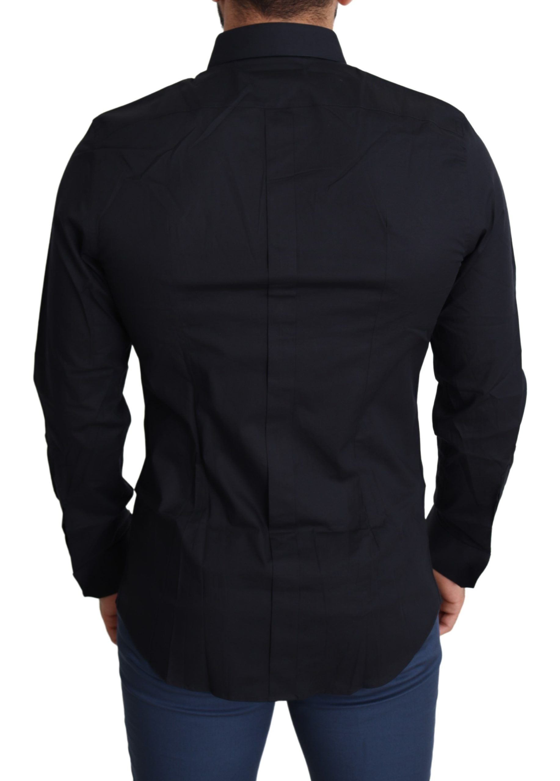 Dolce & Gabbana Blue Cotton Formal GOLD Dress Men's Shirt