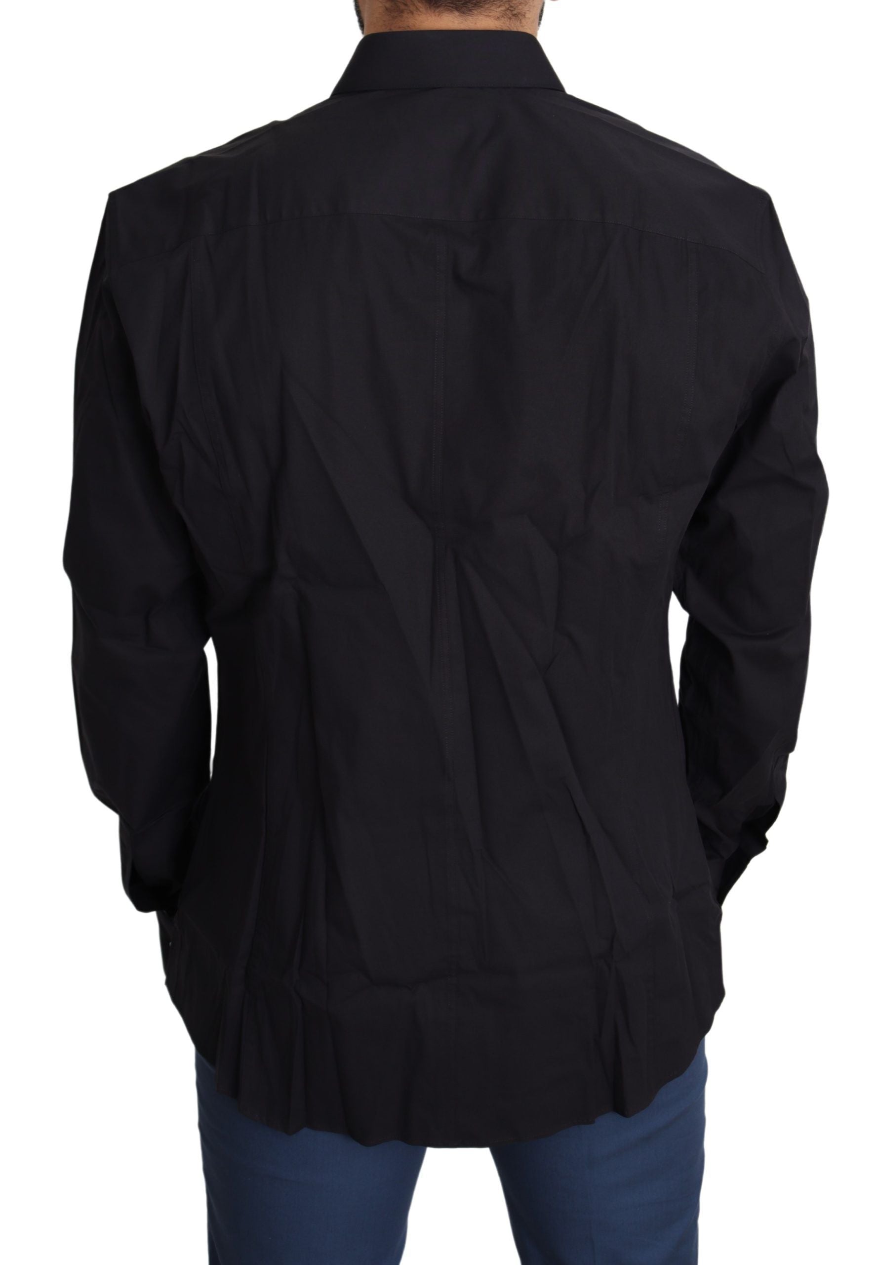 Dolce & Gabbana Black Cotton Stretch Dress SICILIA Men's Shirt