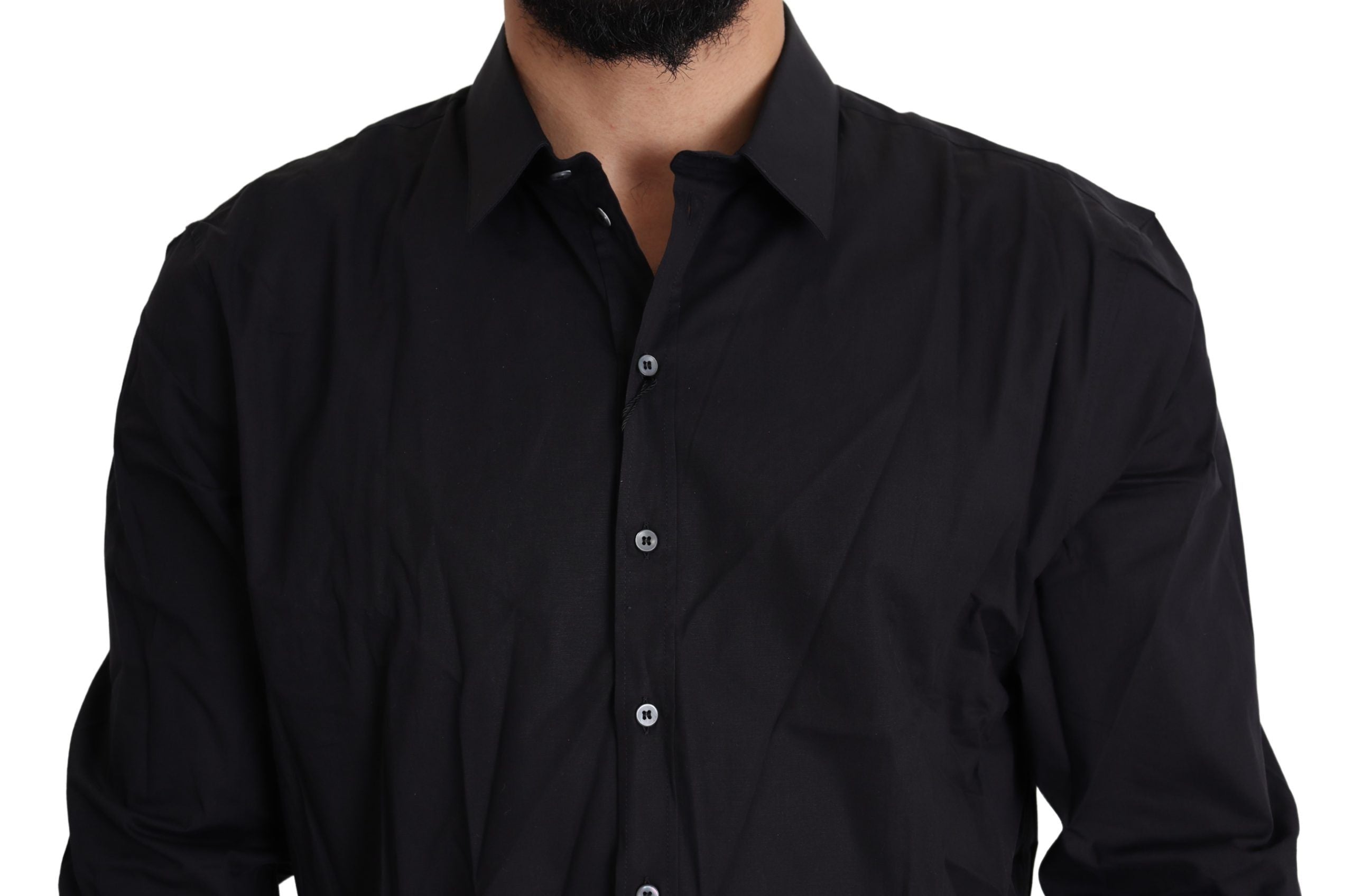 Dolce & Gabbana Black Cotton Stretch Dress SICILIA Men's Shirt