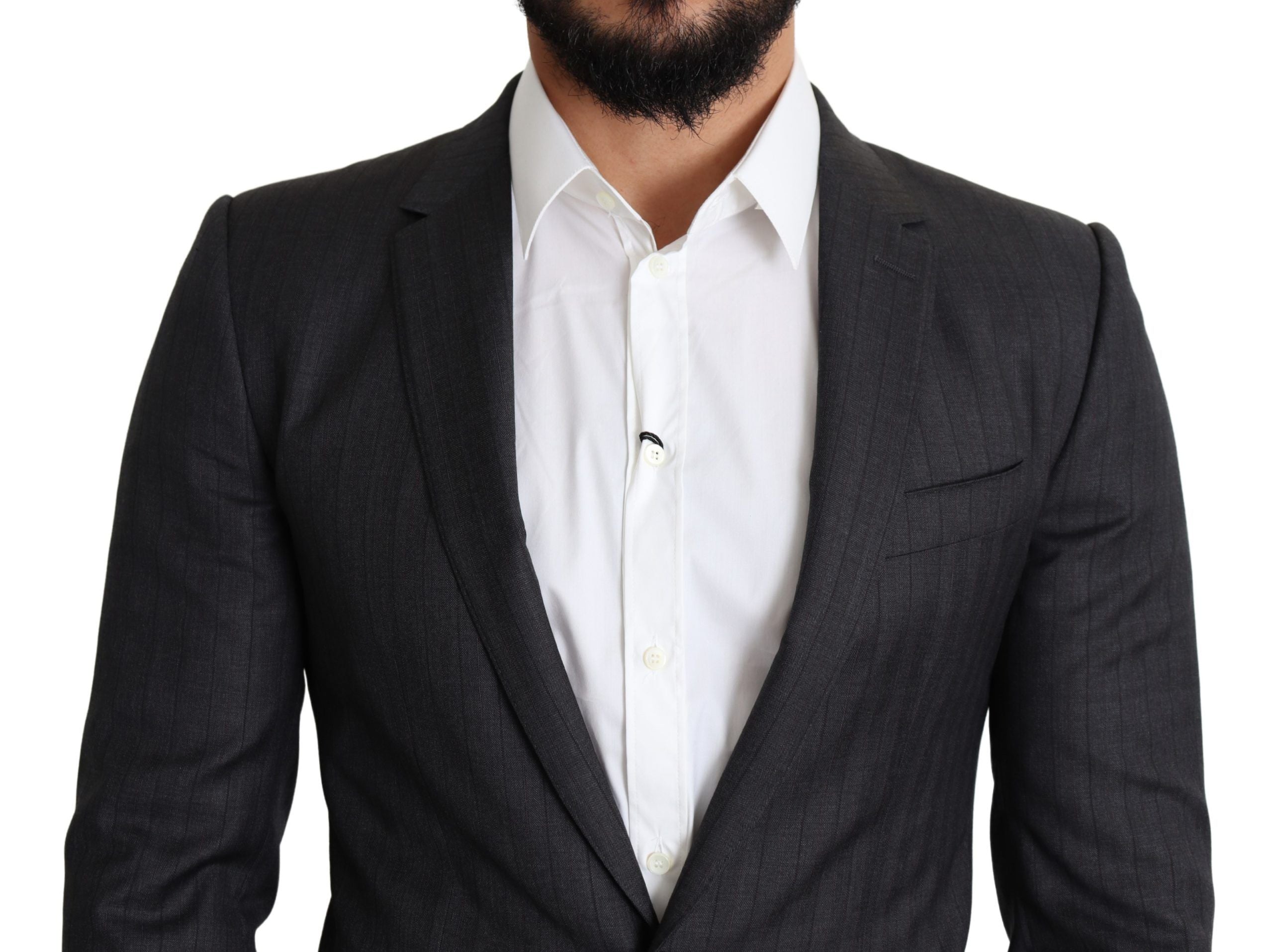Dolce & Gabbana Dark Gray Wool Single Breasted Coat MARTINI Men's Blazer