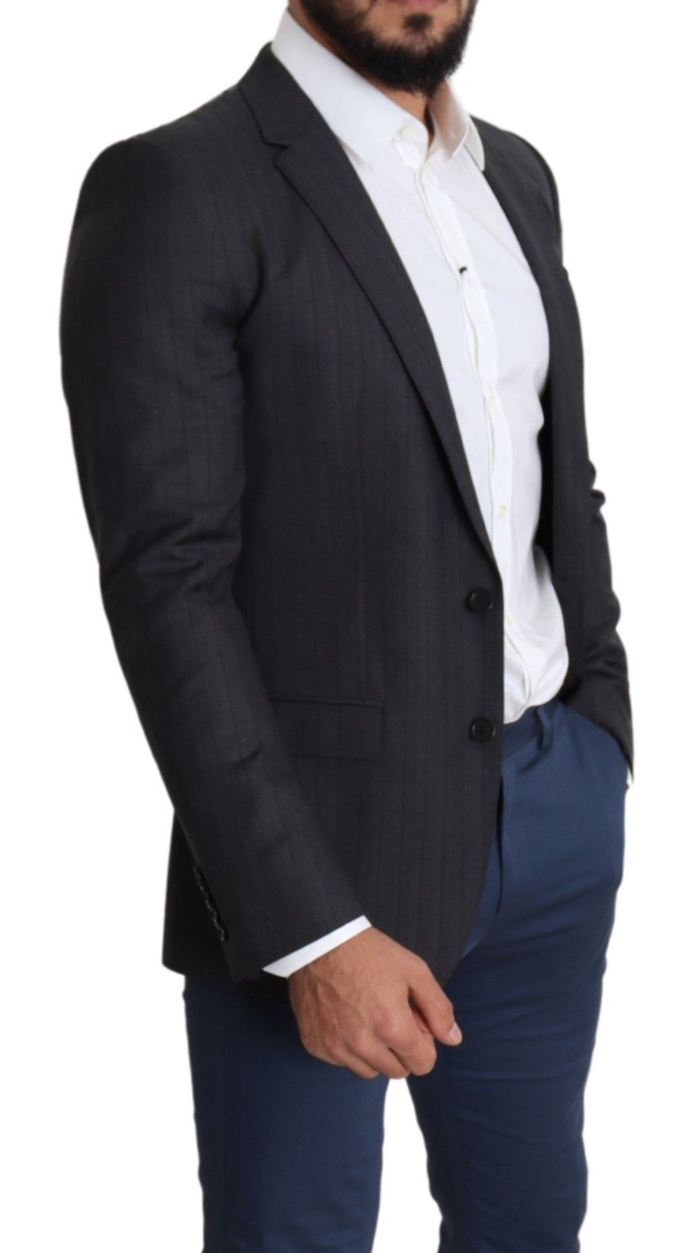 Dolce & Gabbana Dark Gray Wool Single Breasted Coat MARTINI Men's Blazer