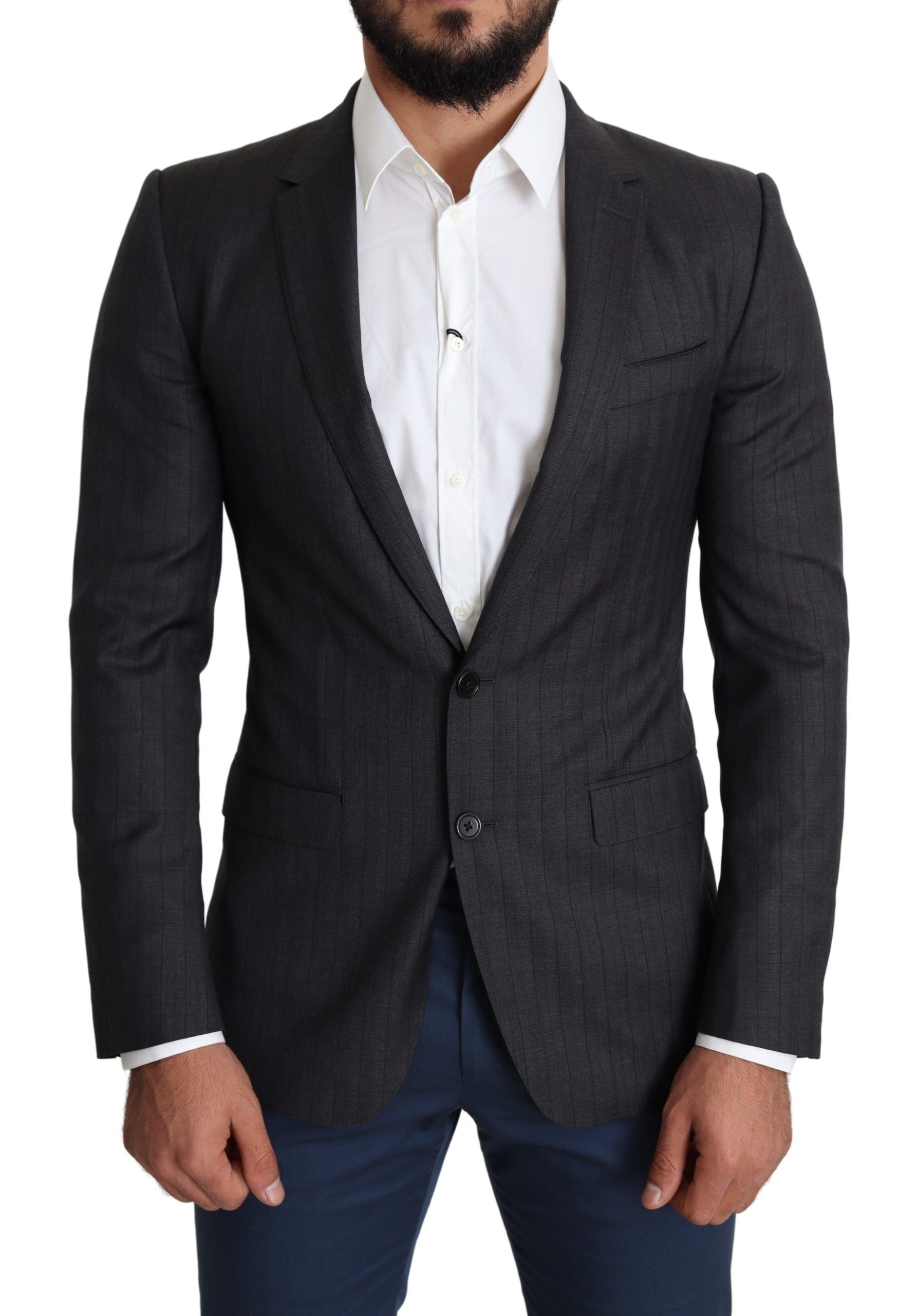 Dolce & Gabbana Dark Gray Wool Single Breasted Coat MARTINI Men's Blazer