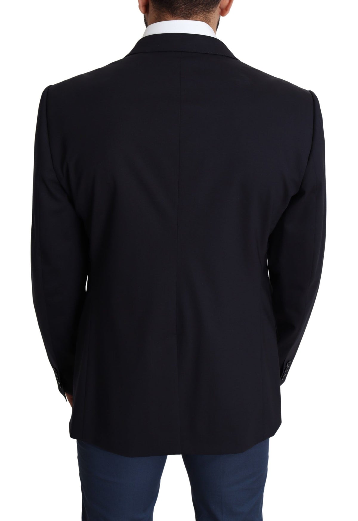 Dolce & Gabbana Dark Blue Wool Stretch Men Coat MARTINI Men's Blazer