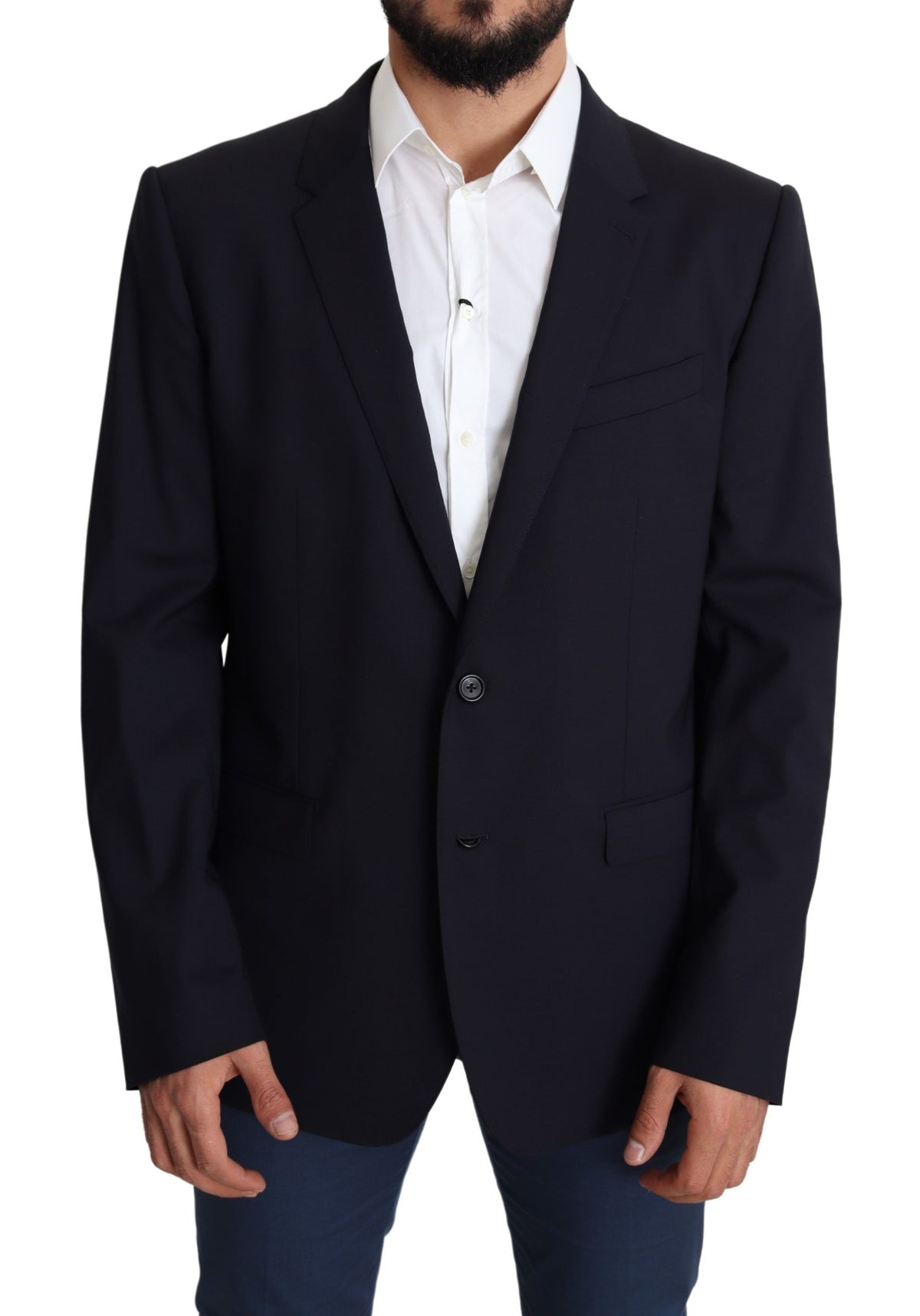 Dolce & Gabbana Dark Blue Wool Stretch Men Coat MARTINI Men's Blazer