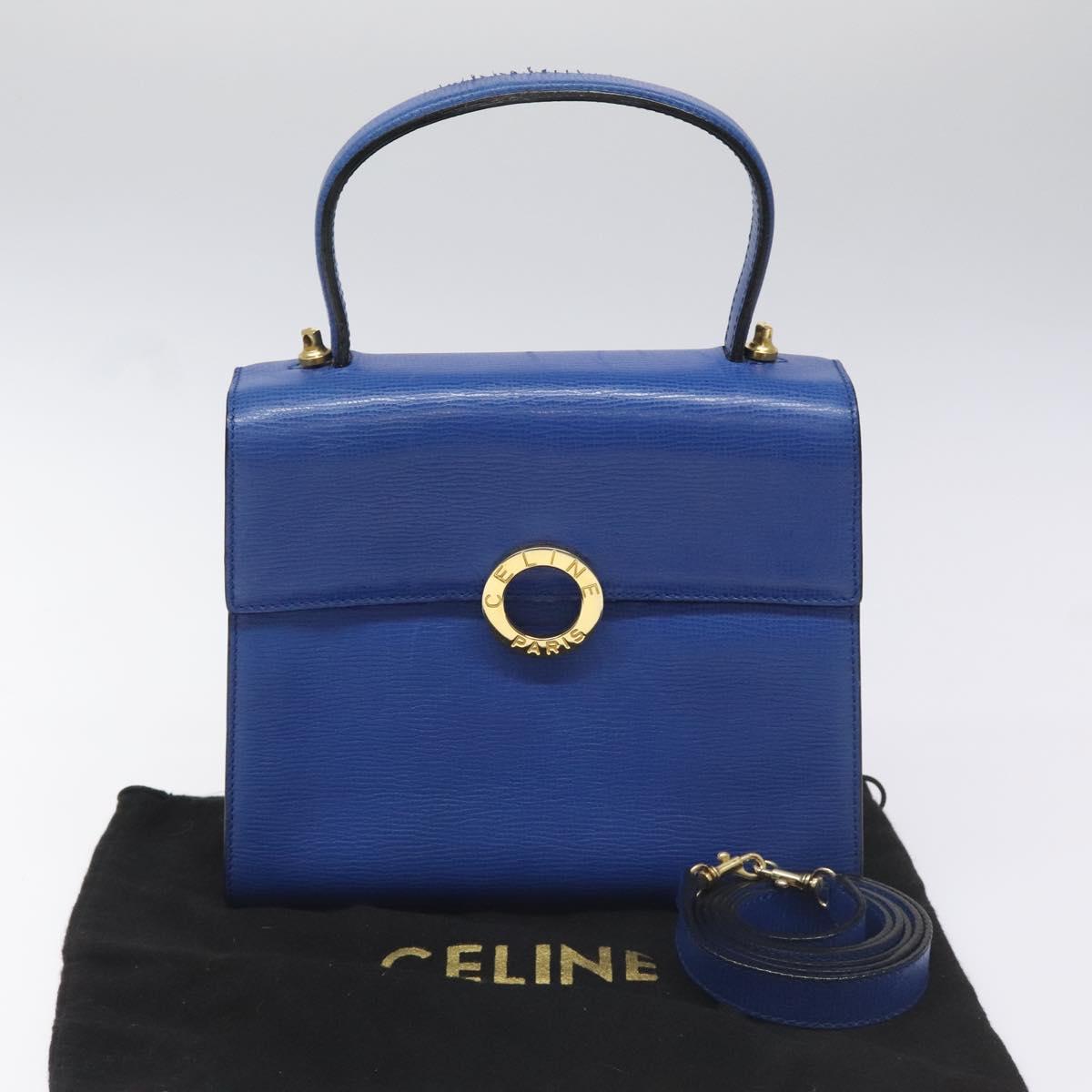 Céline Logo Du Cercle Blue Leather Handbag (Pre-Owned)