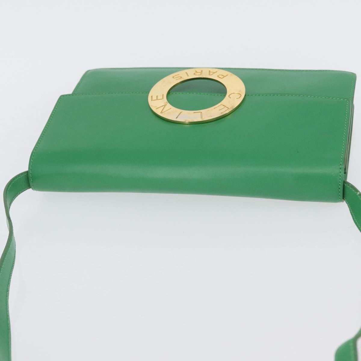 Celine Circle Logo Leather Green Leather Shoulder Bag Bag (Pre-Owned)