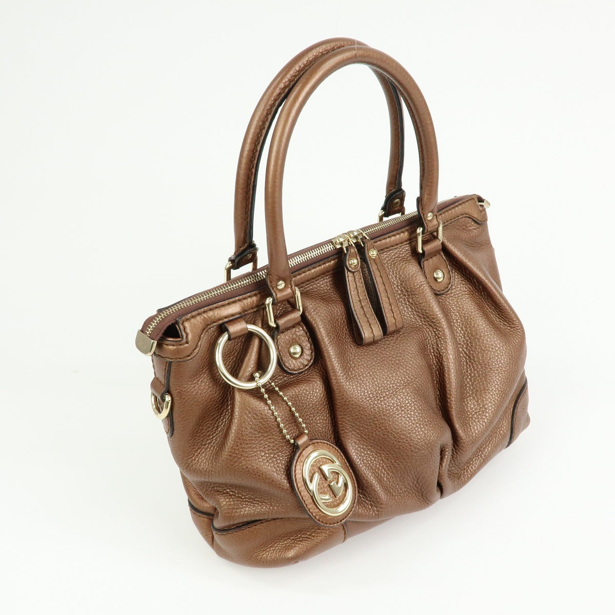 Gucci Sukey Top Handle Satchel Leather Brown Leather Handbag (Pre-Owned)