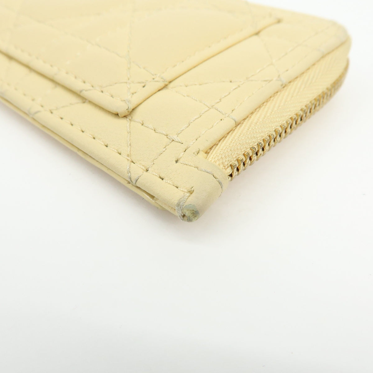 Christian Dior Lady Dior Card Holder Cannage Quilt Patent Yellow Leather Card Holders Accessory (Pre-Owned)