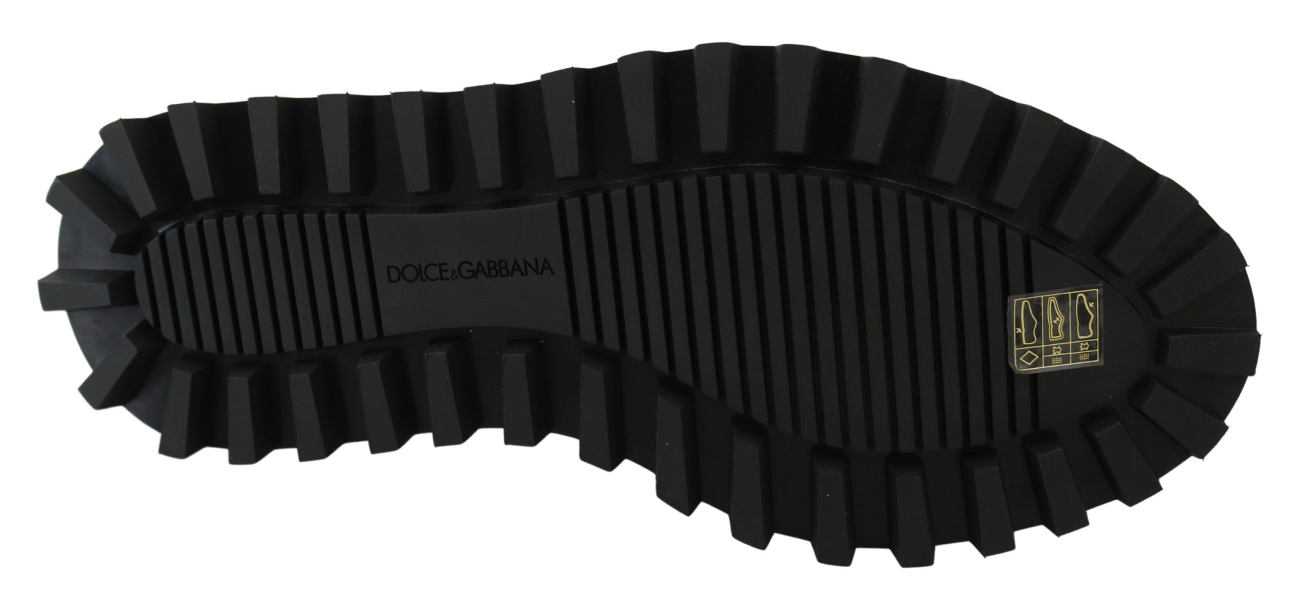 Dolce & Gabbana Black Rubberized Calfskin Chunky Derby Vulcano Men's Shoes