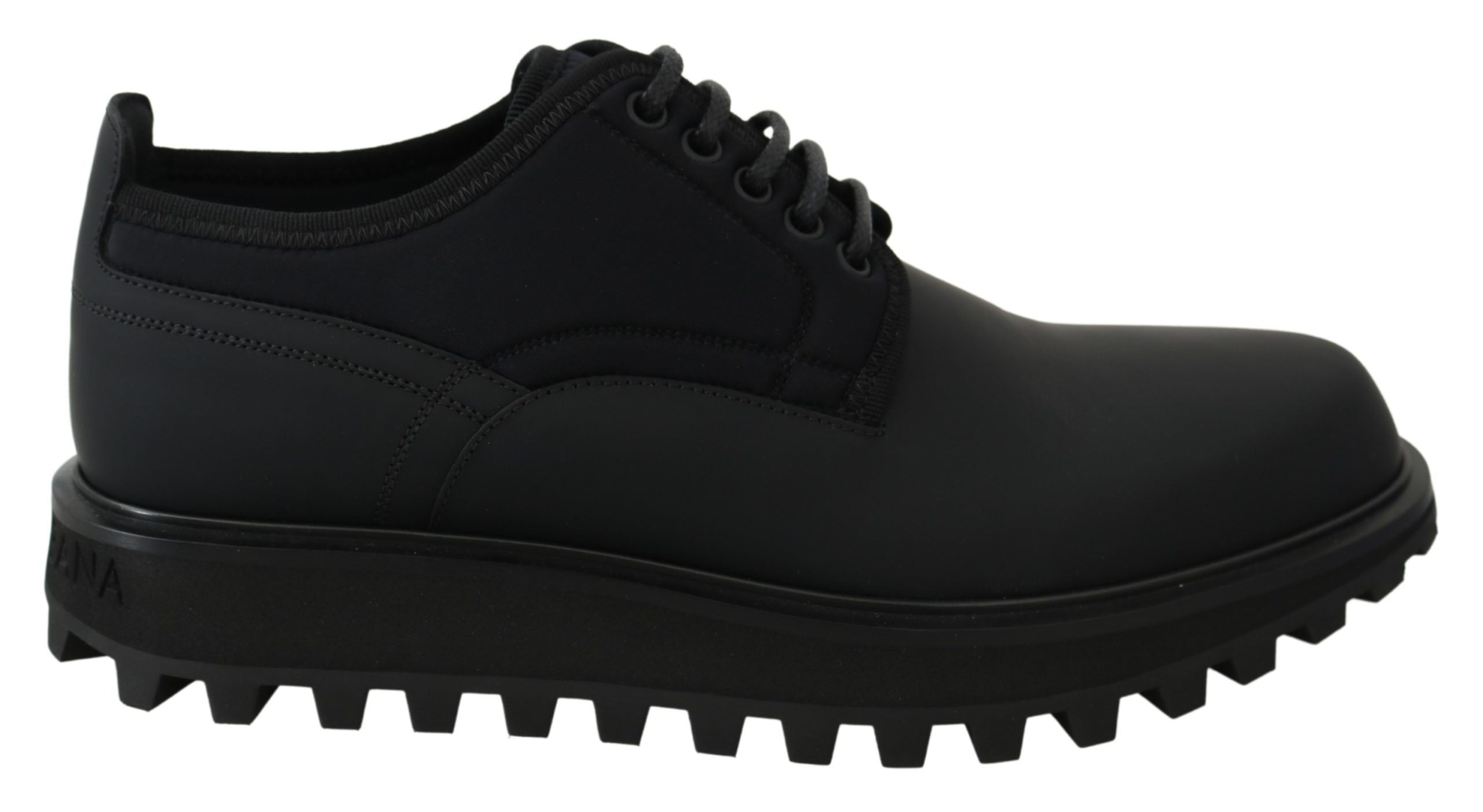 Dolce & Gabbana Elegant Black Calfskin Derby Men's Shoes