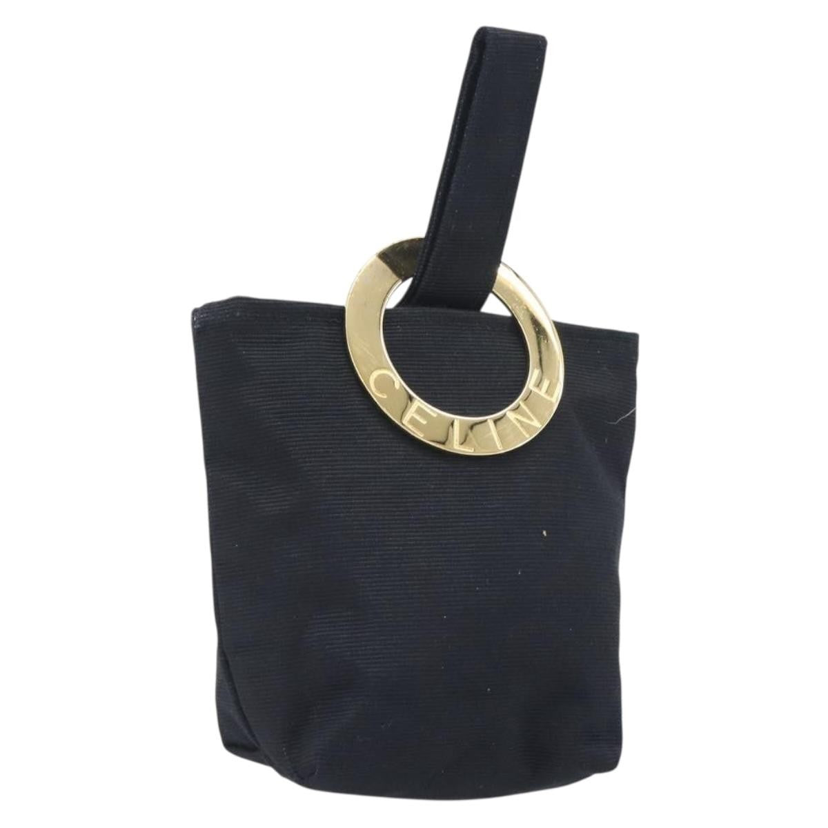 Celine Circle Logo Pouch Canvas Black Canvas Clutche & Pouche Bag (Pre-Owned)