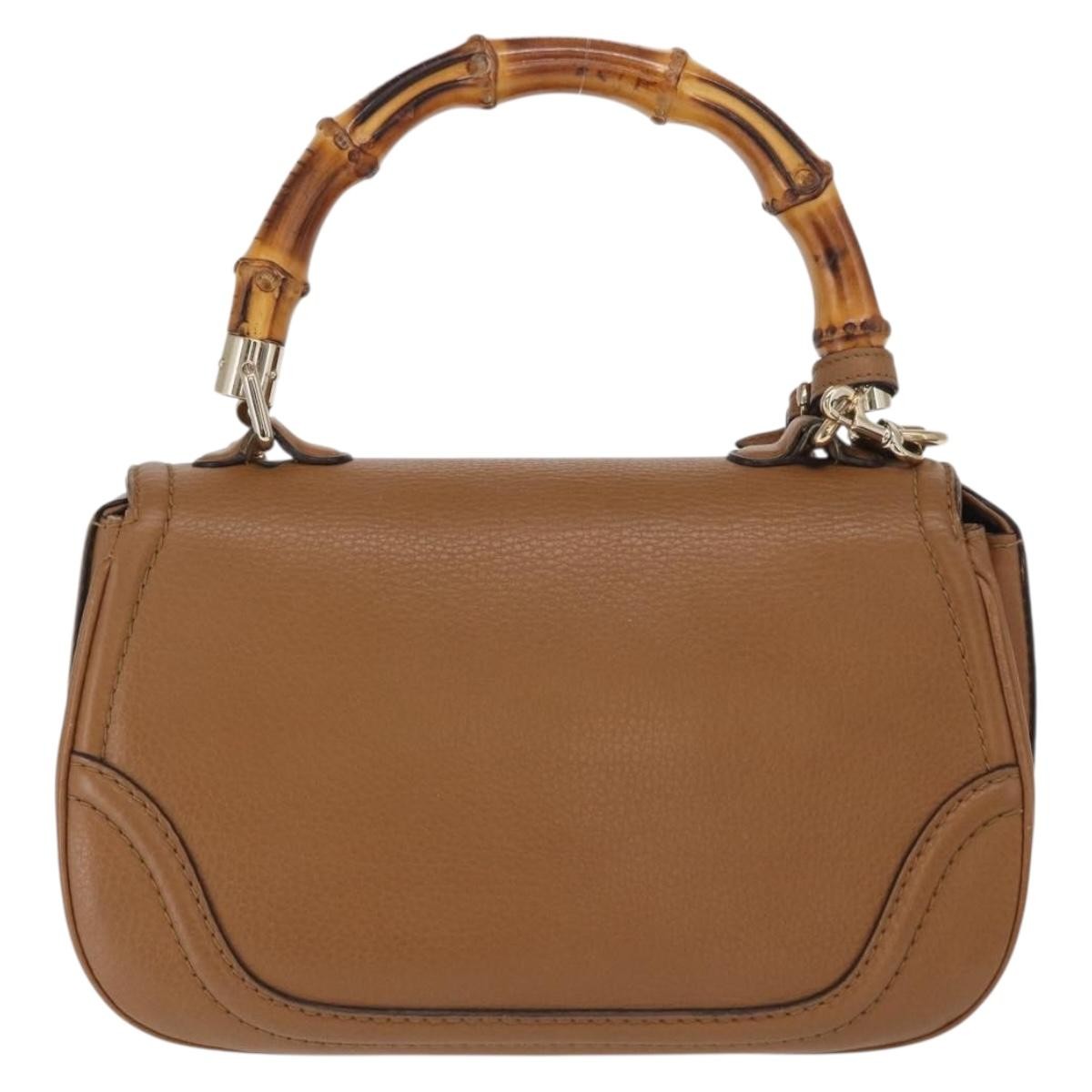 Gucci New Bamboo 1921 Top Handle Leather Brown Leather Handbag (Pre-Owned)