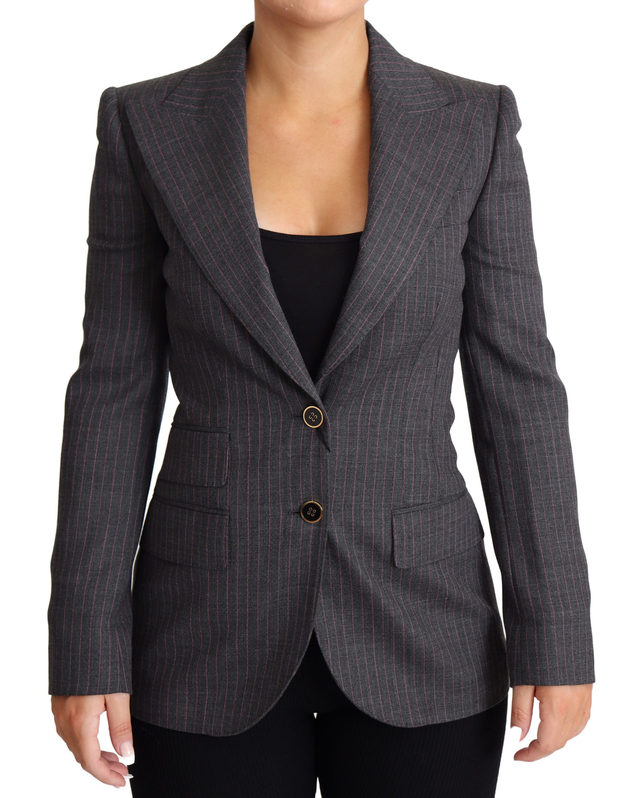 Dolce & Gabbana Elegant Gray Stretch Wool Women's Blazer