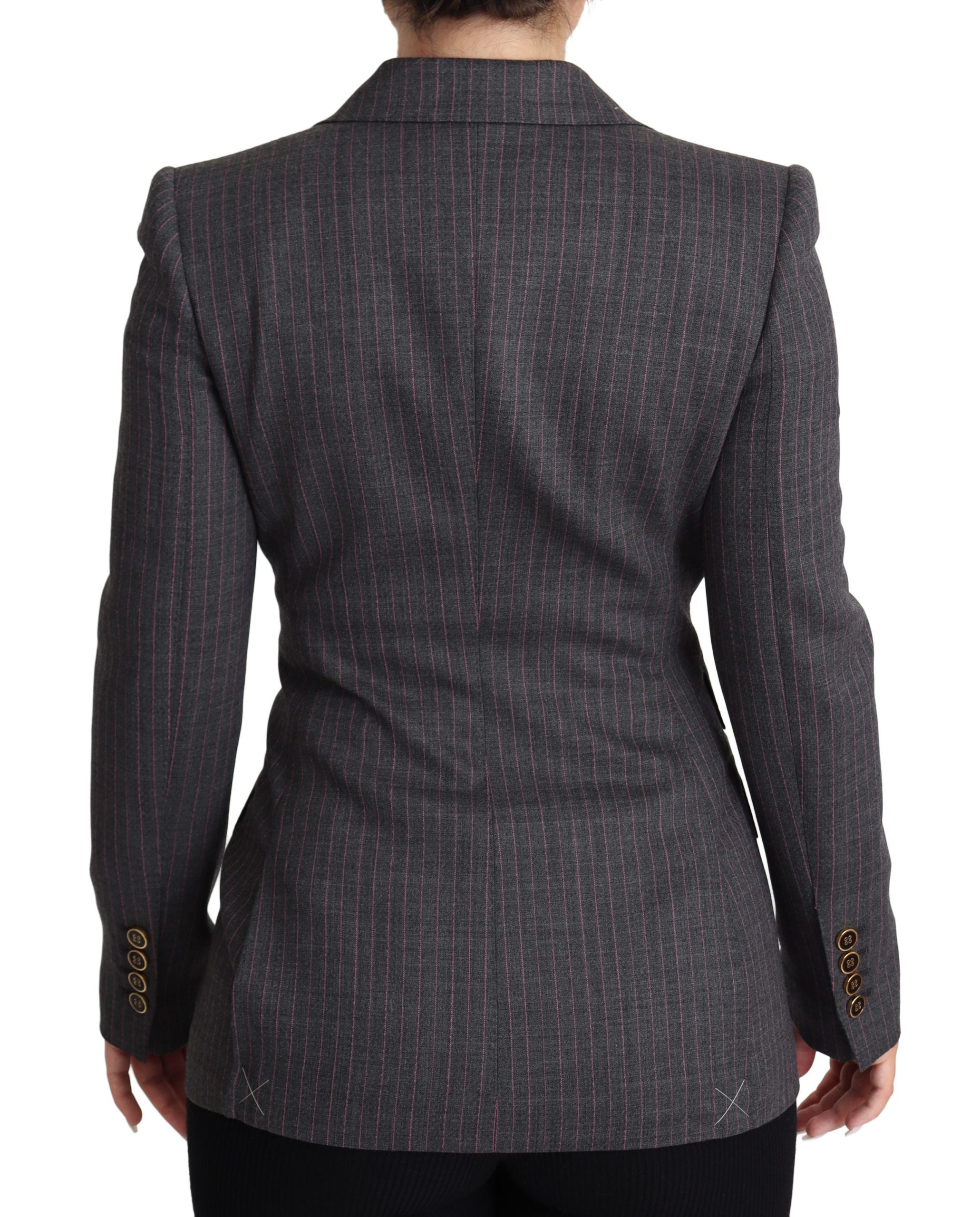 Dolce & Gabbana Gray Single Breasted Fitted Blazer Wool Women's Jacket
