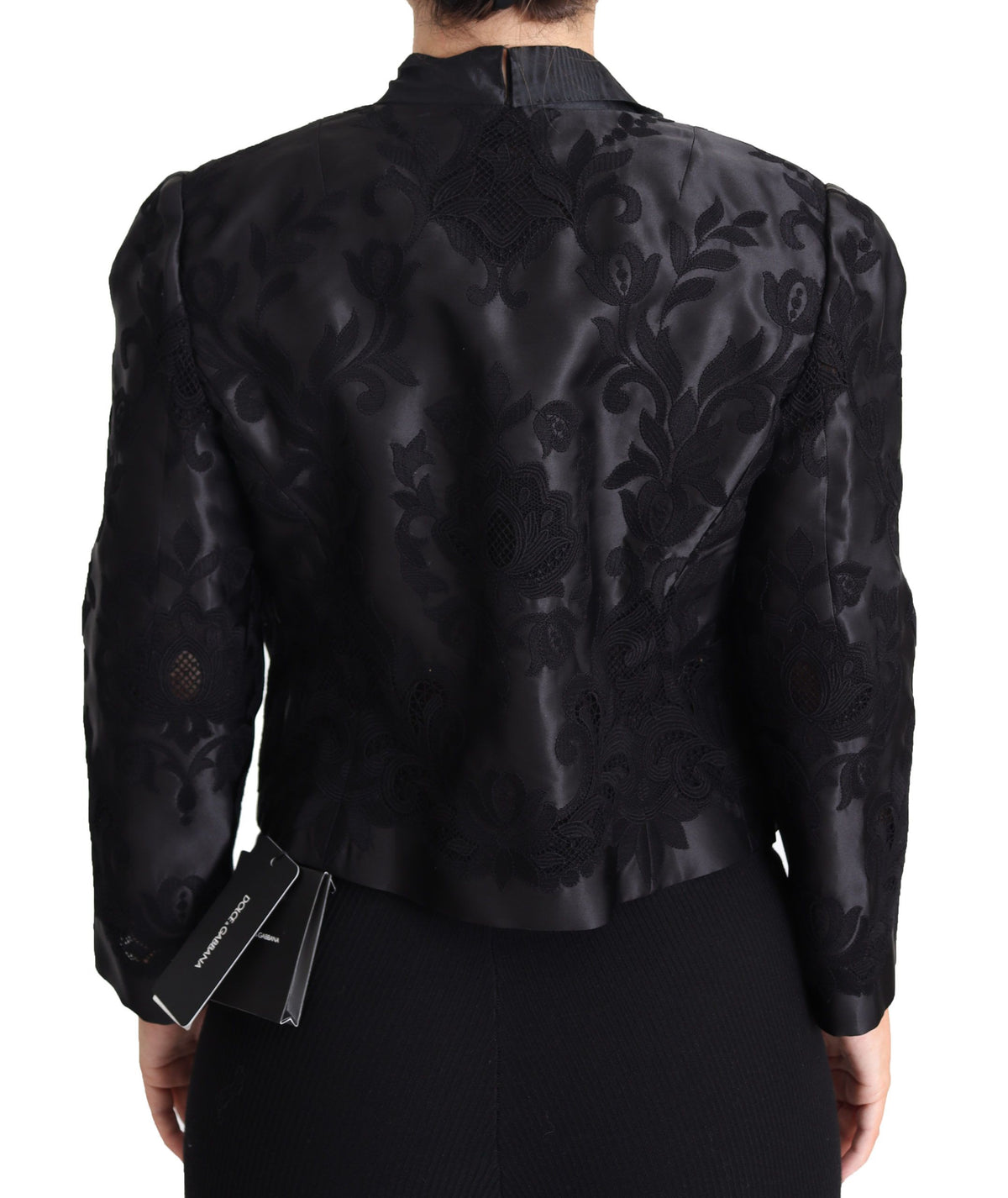 Dolce & Gabbana Black Lace Sheer Corset Organza Silk Women's Jacket