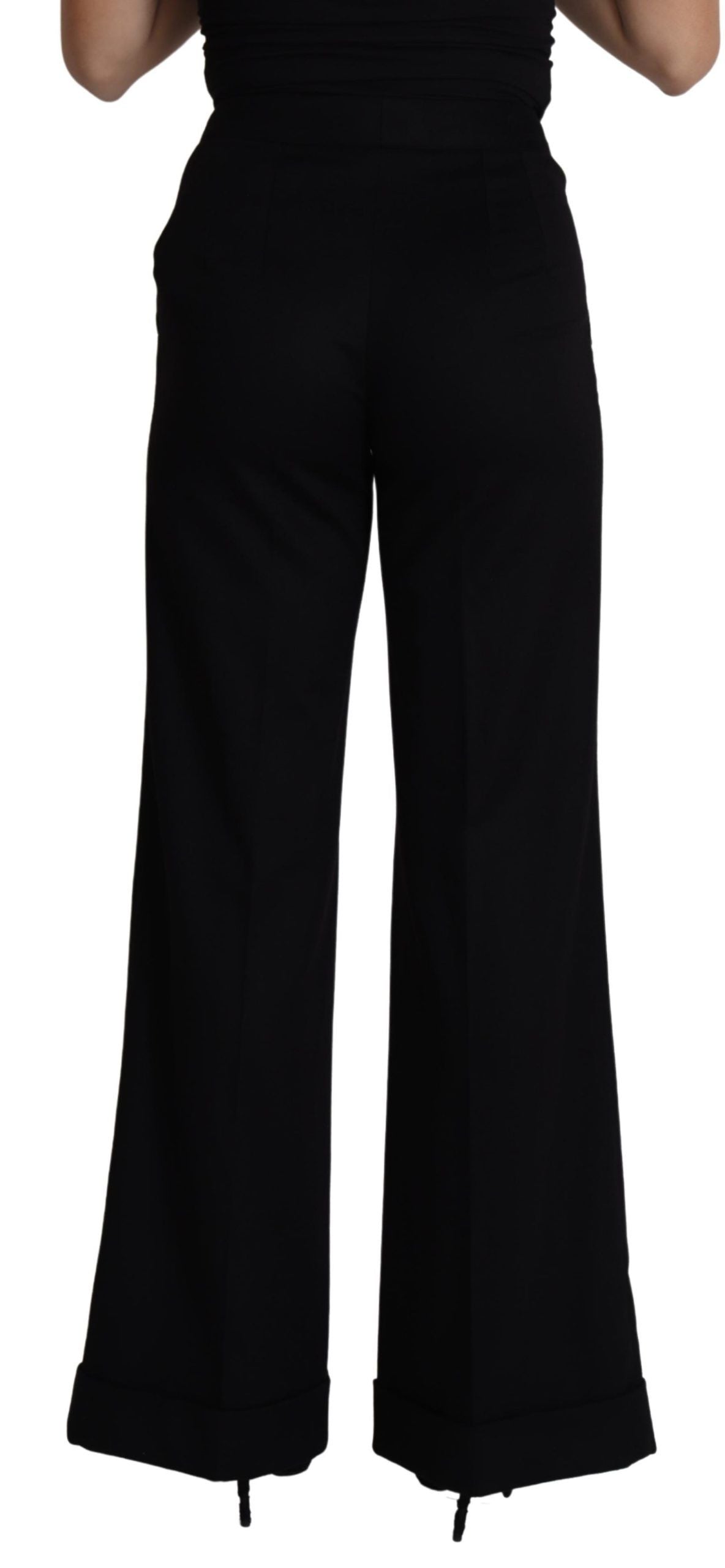 Dolce & Gabbana Black Cashmere Wide Leg Women Trouser Women's Pants