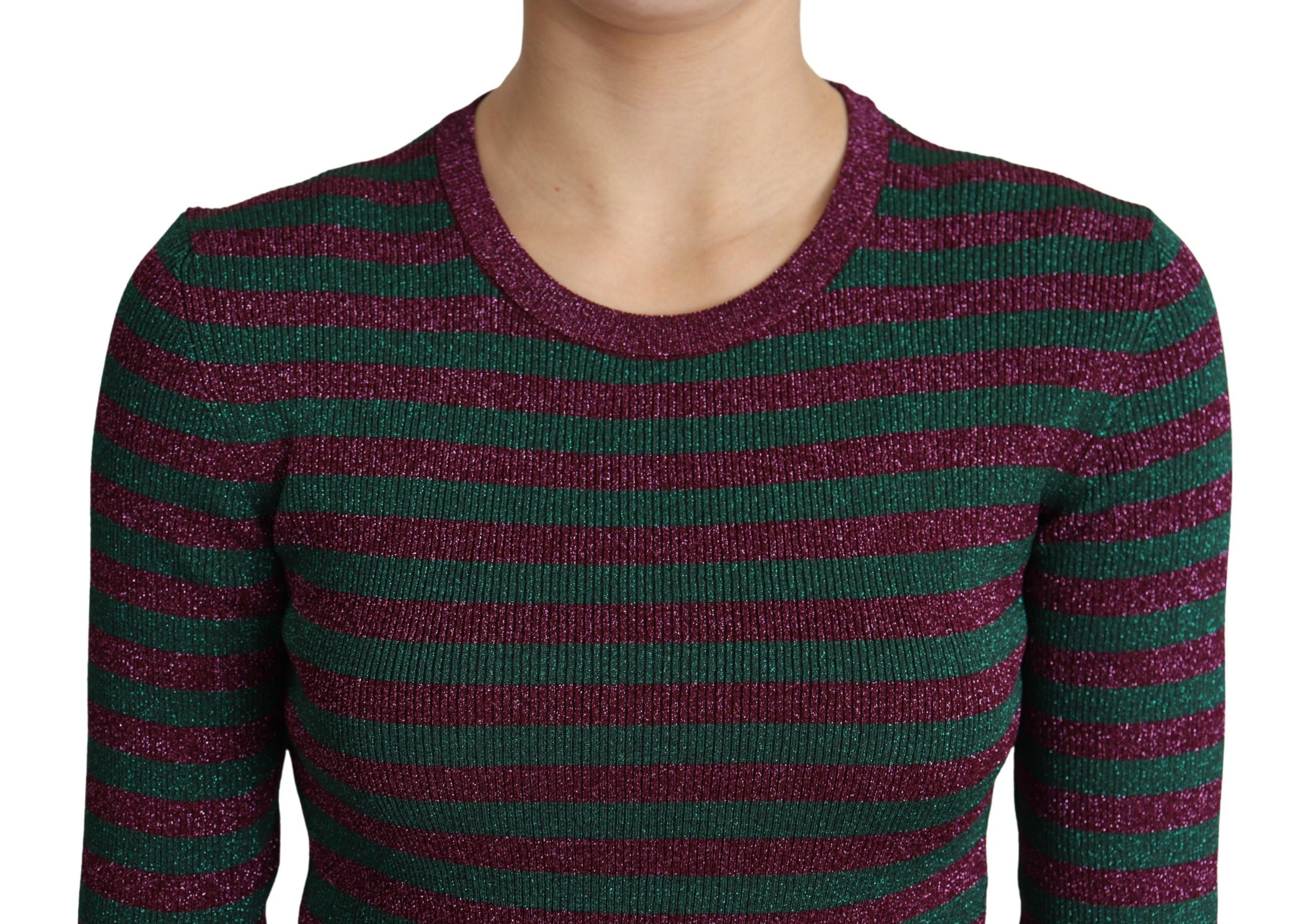 Dolce & Gabbana Multicolor Stripes Crew Neck Pullover Women's Sweater