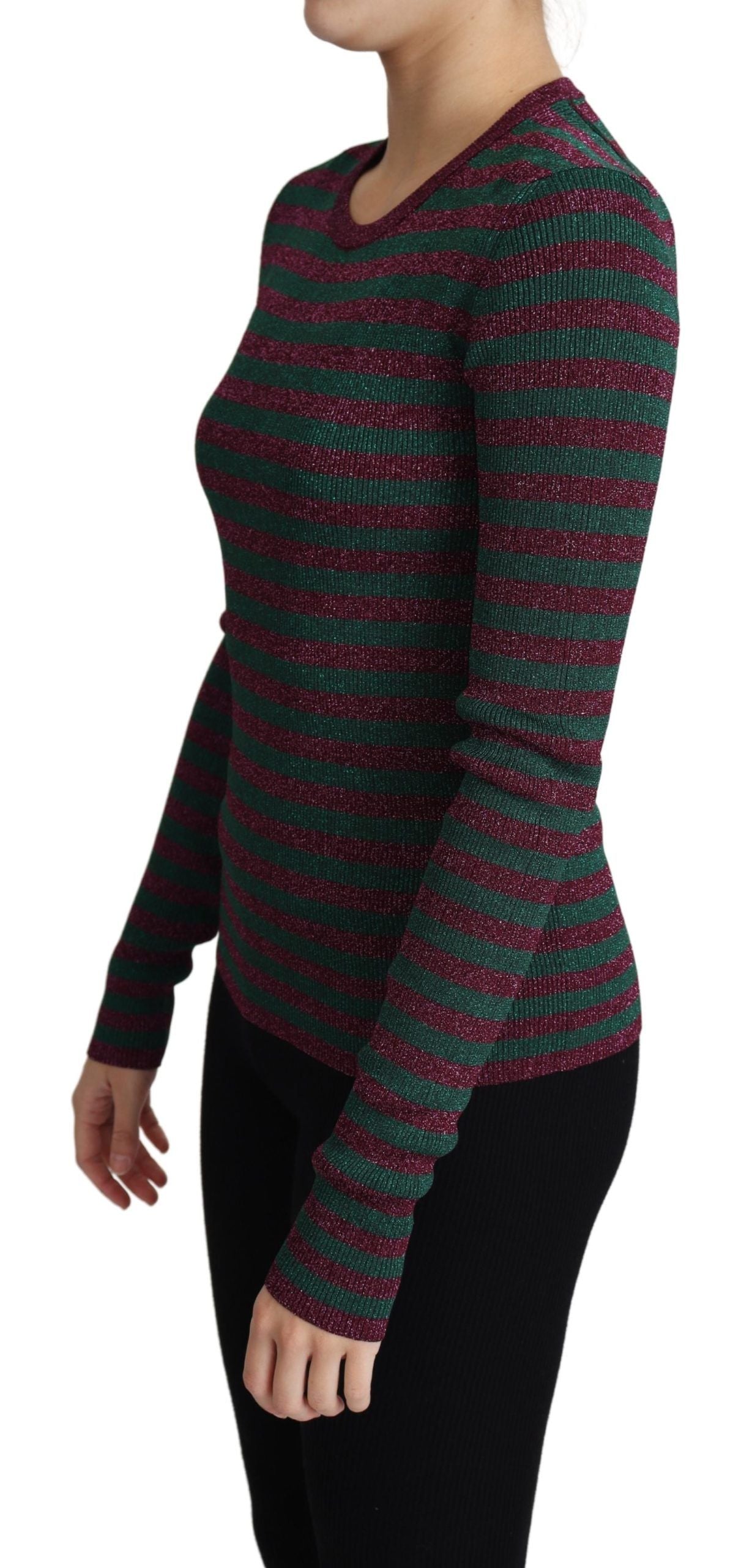 Dolce & Gabbana Multicolor Stripes Crew Neck Pullover Women's Sweater