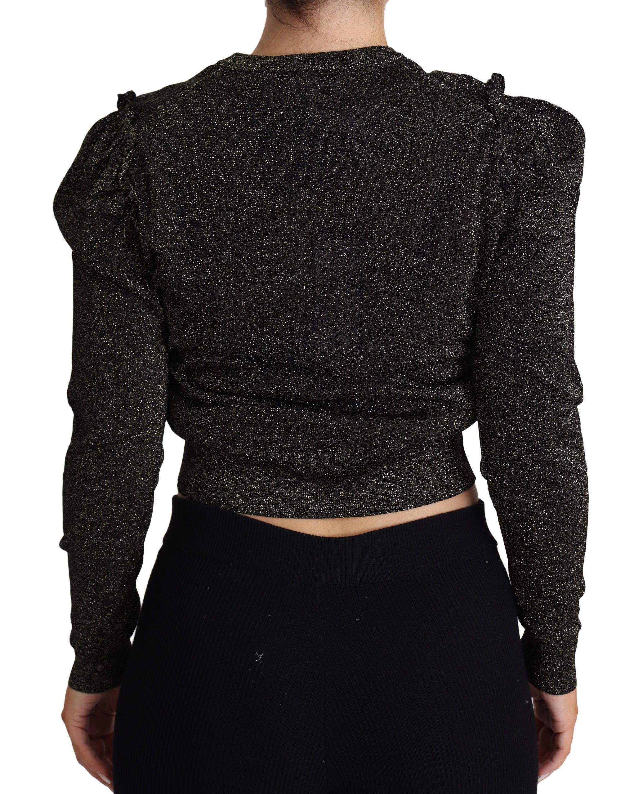 Dolce & Gabbana Black Gold Cropped Women Pullover Women's Sweater