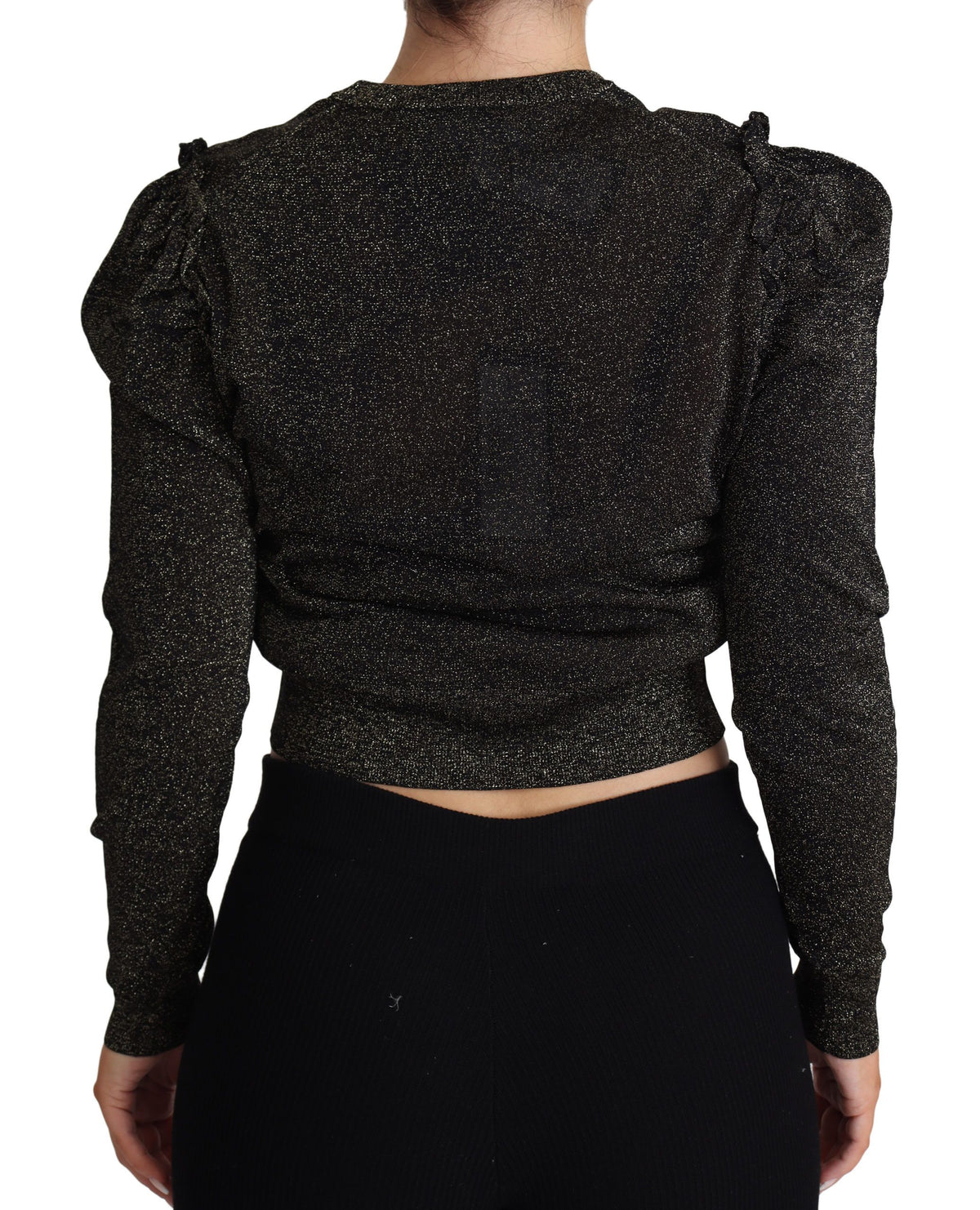 Dolce & Gabbana Black Gold Cropped Women Pullover Women's Sweater