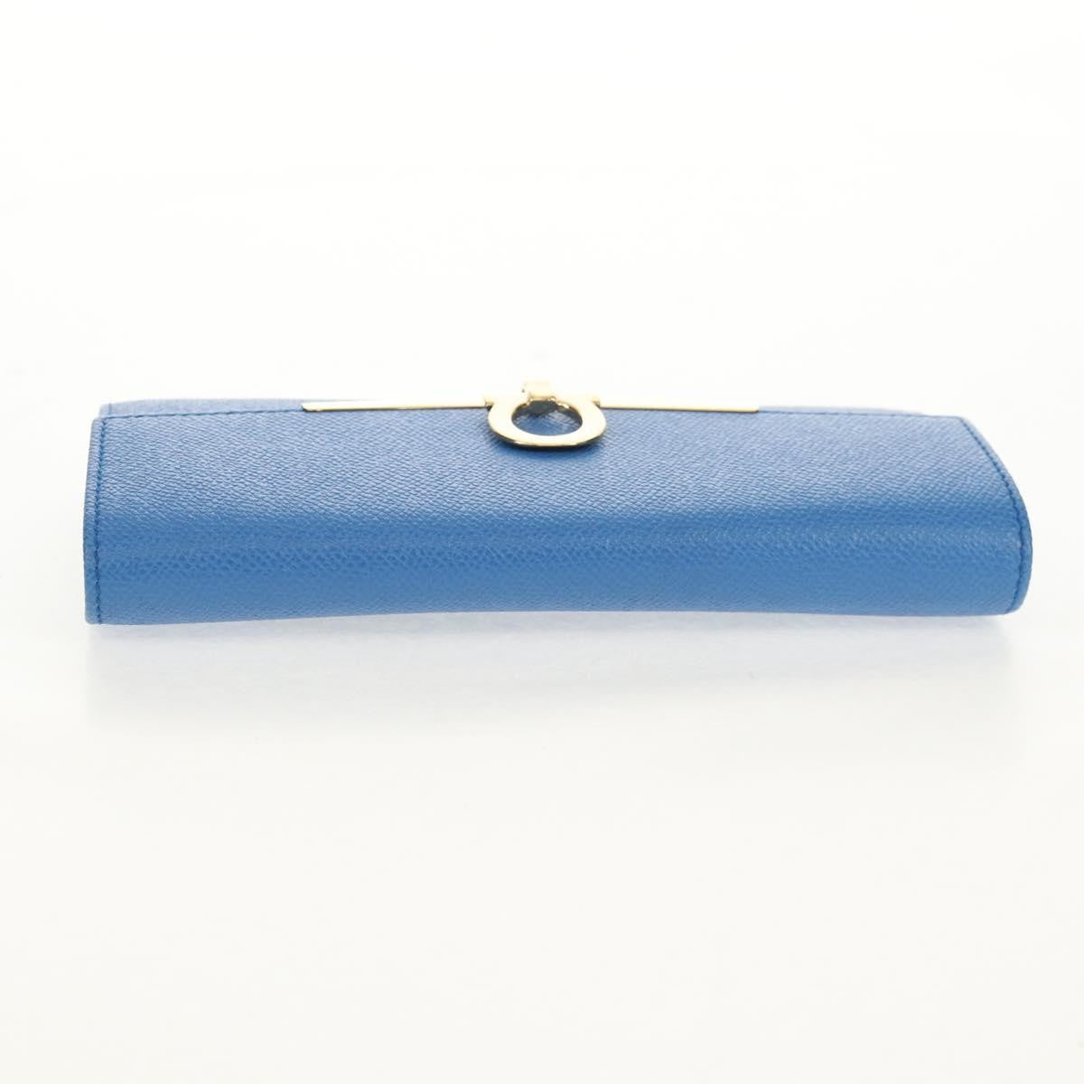Salvatore Ferragamo Gancini Flap Continental Leather Blue Leather Wallets Accessory (Pre-Owned)