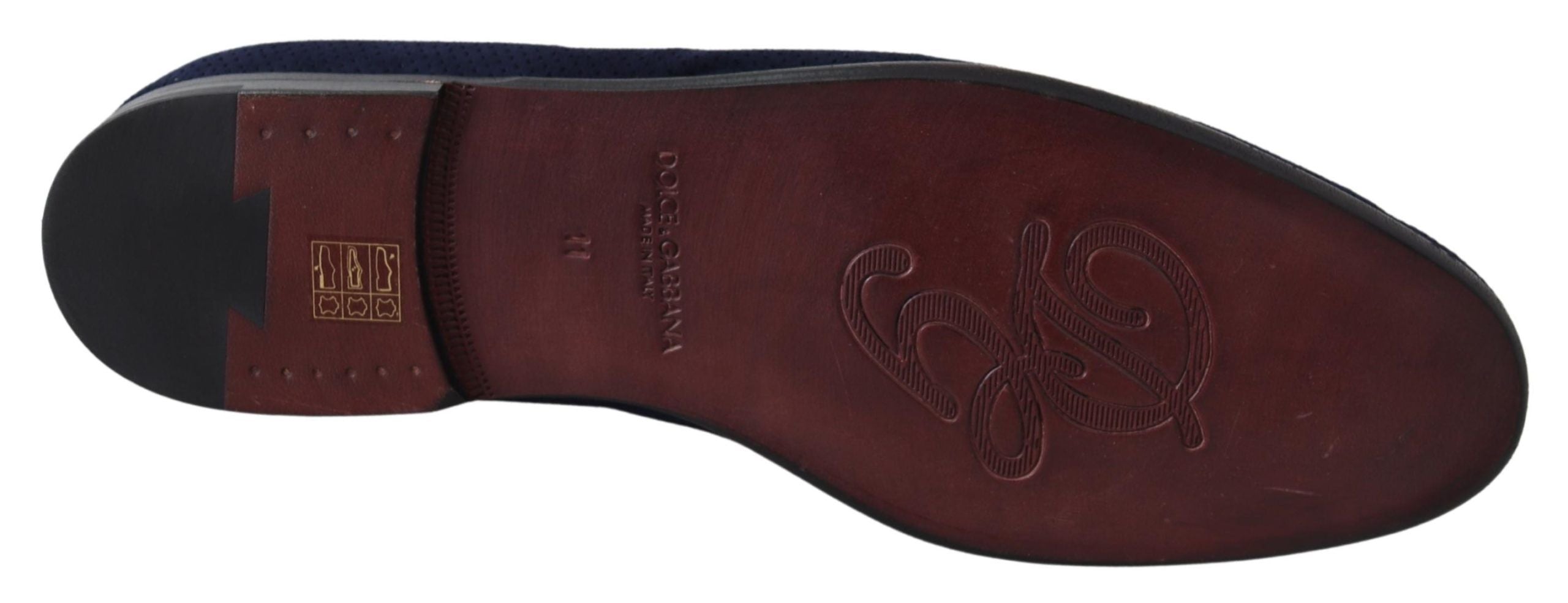 Dolce & Gabbana Blue Suede Caiman Loafers Slippers Men's Shoes