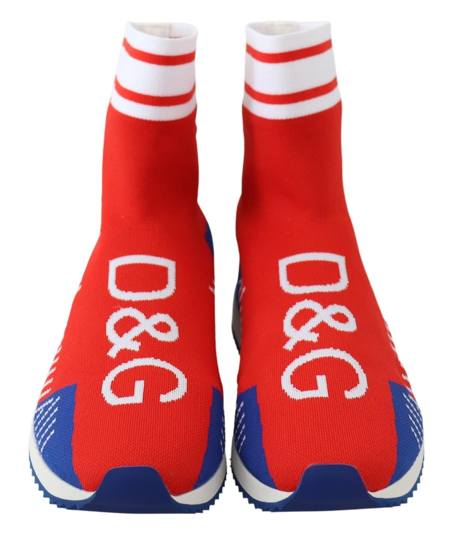 Dolce & Gabbana Blue Red Sorrento Logo Sneakers Socks Men's Shoes