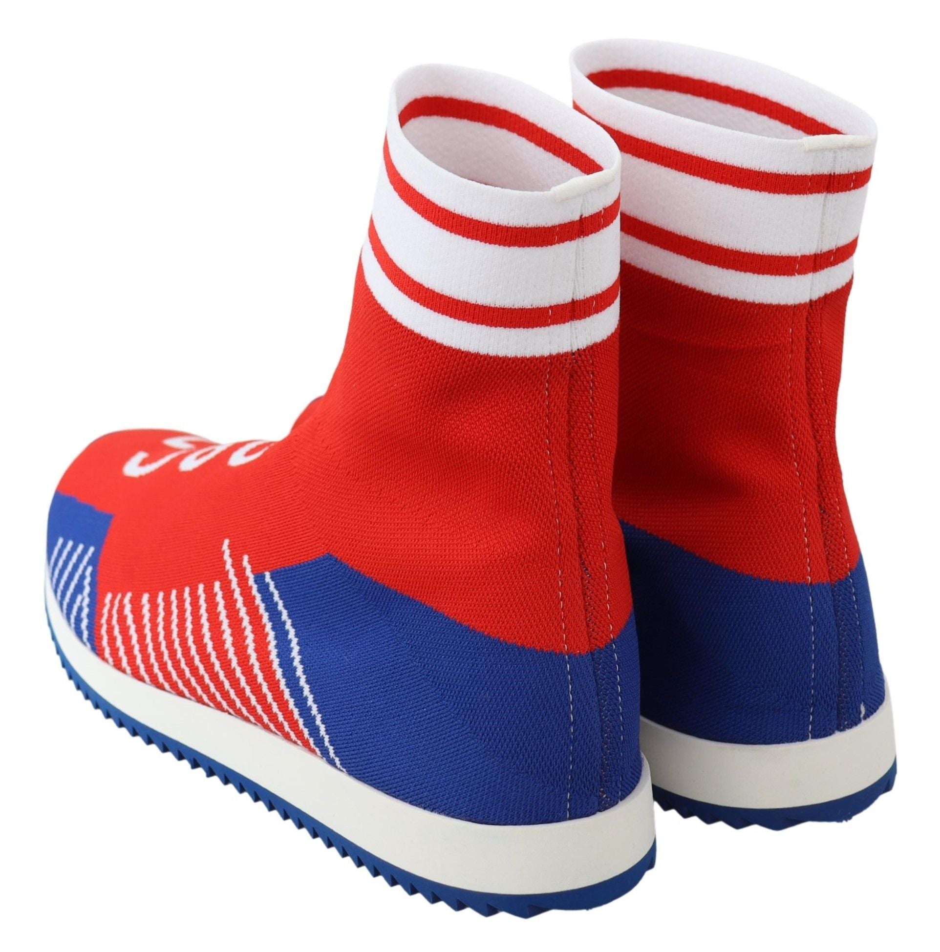 Dolce & Gabbana Blue Red Sorrento Logo Sneakers Socks Men's Shoes