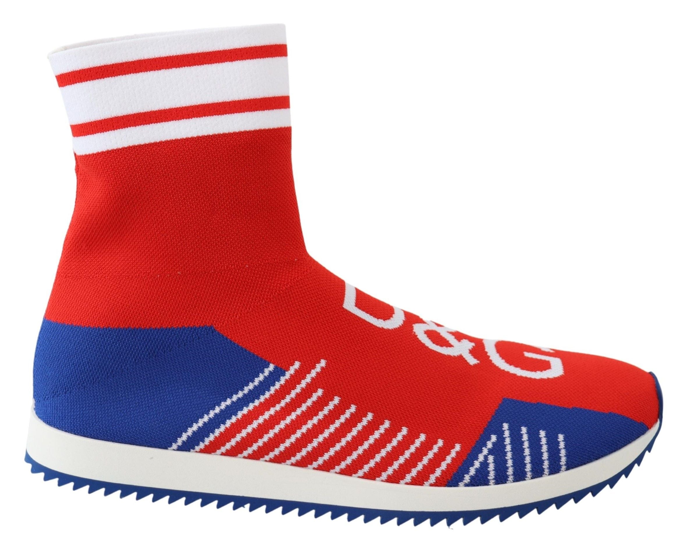 Dolce & Gabbana Blue Red Sorrento Logo Sneakers Socks Men's Shoes