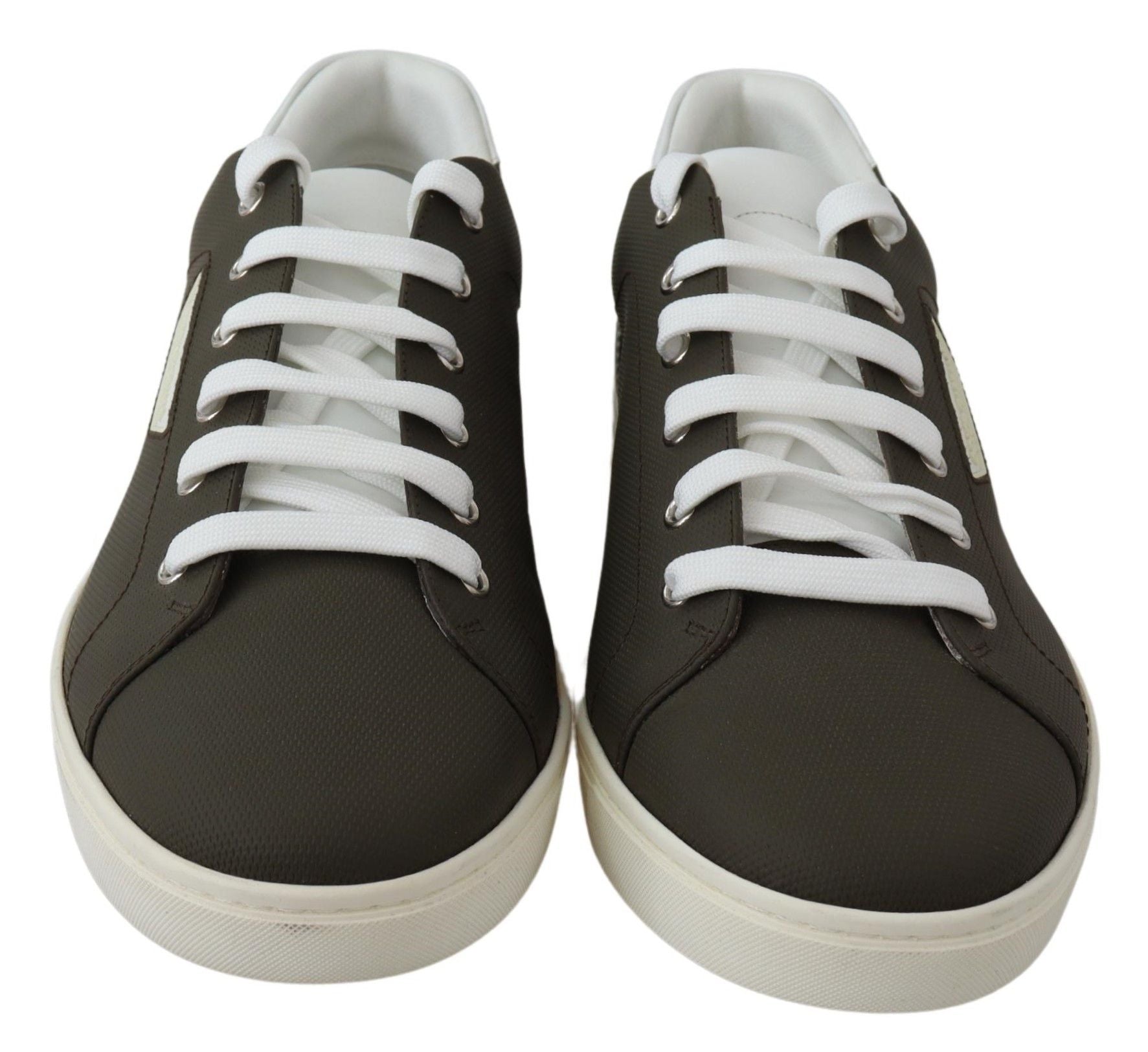 Dolce & Gabbana White Green Leather Low Top Sneakers Men's Shoes