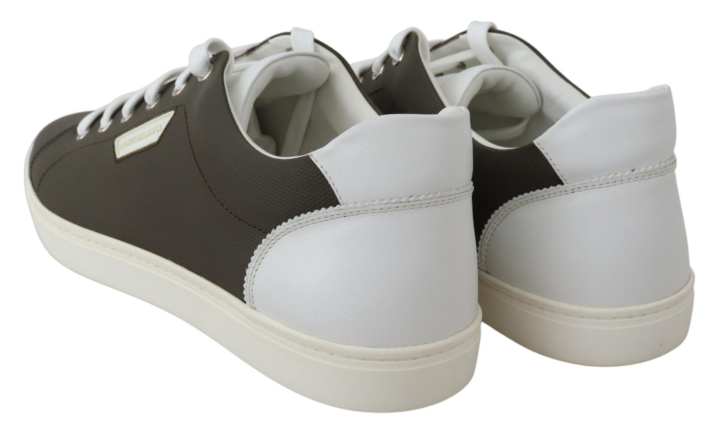 Dolce & Gabbana White Green Leather Low Top Sneakers Men's Shoes
