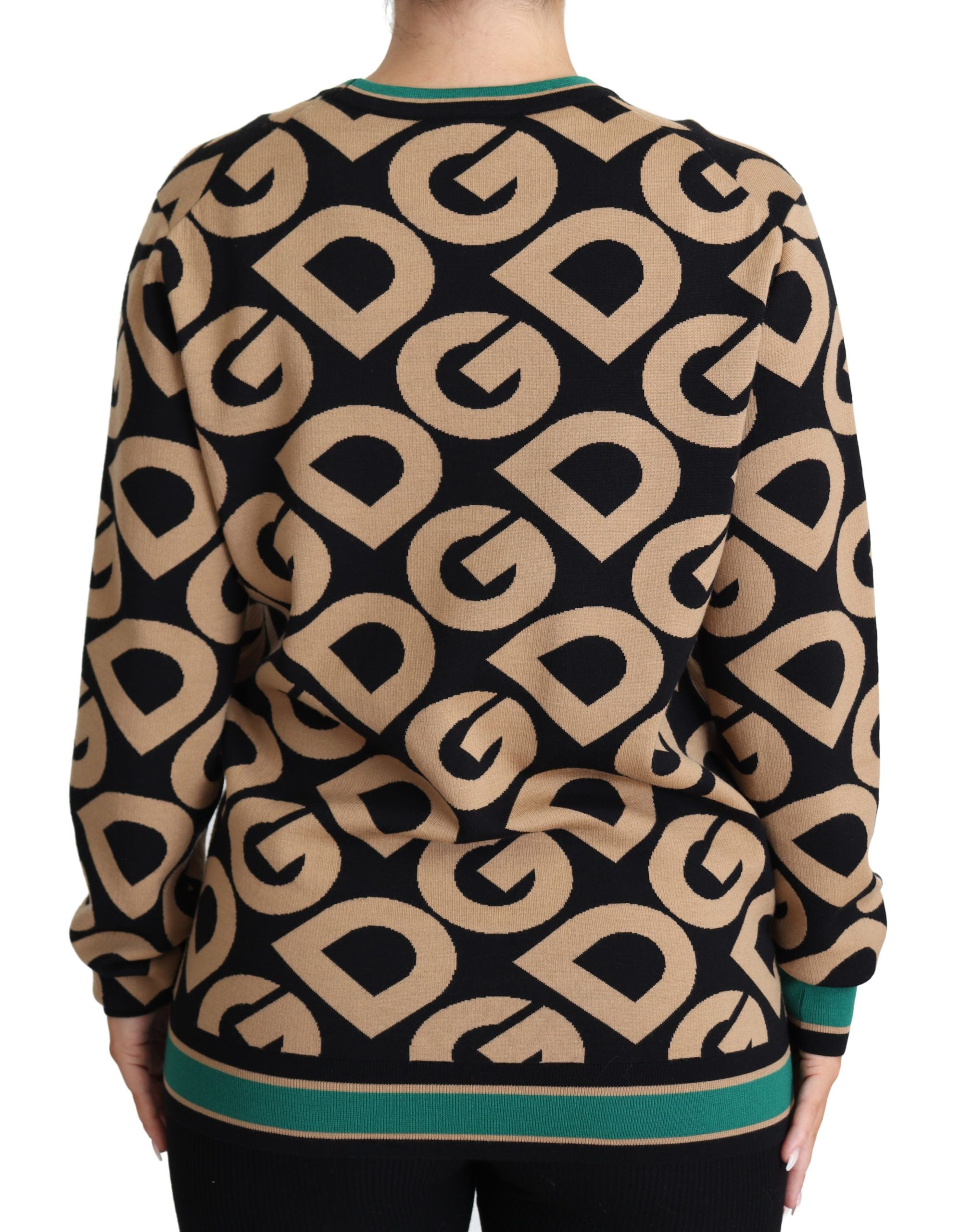 Dolce & Gabbana Multicolor DG Mania Wool Crewneck Pullover Women's Sweater