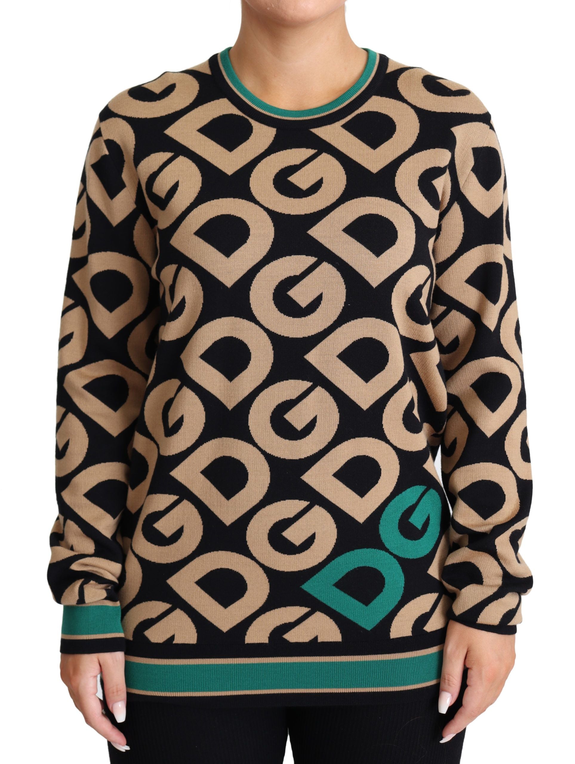 Dolce & Gabbana Multicolor DG Mania Wool Crewneck Pullover Women's Sweater