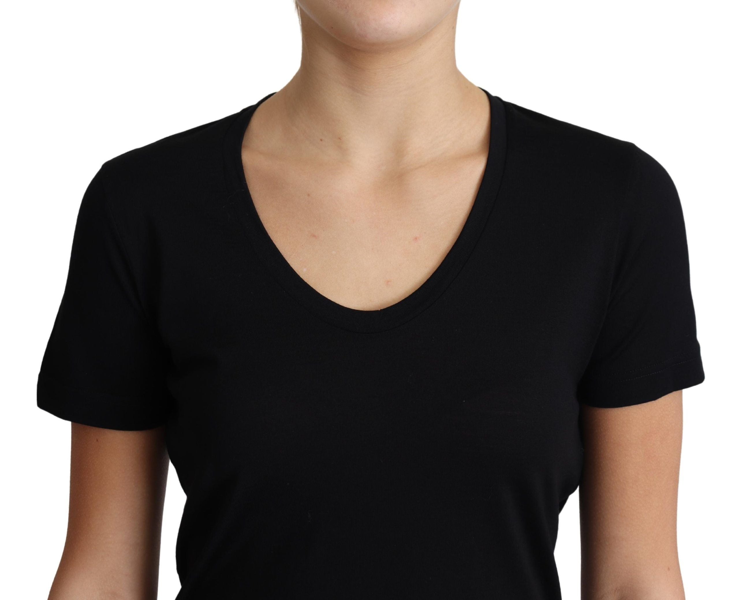 Dolce & Gabbana Elegant Black Wool Round Neck Women's T-Shirt